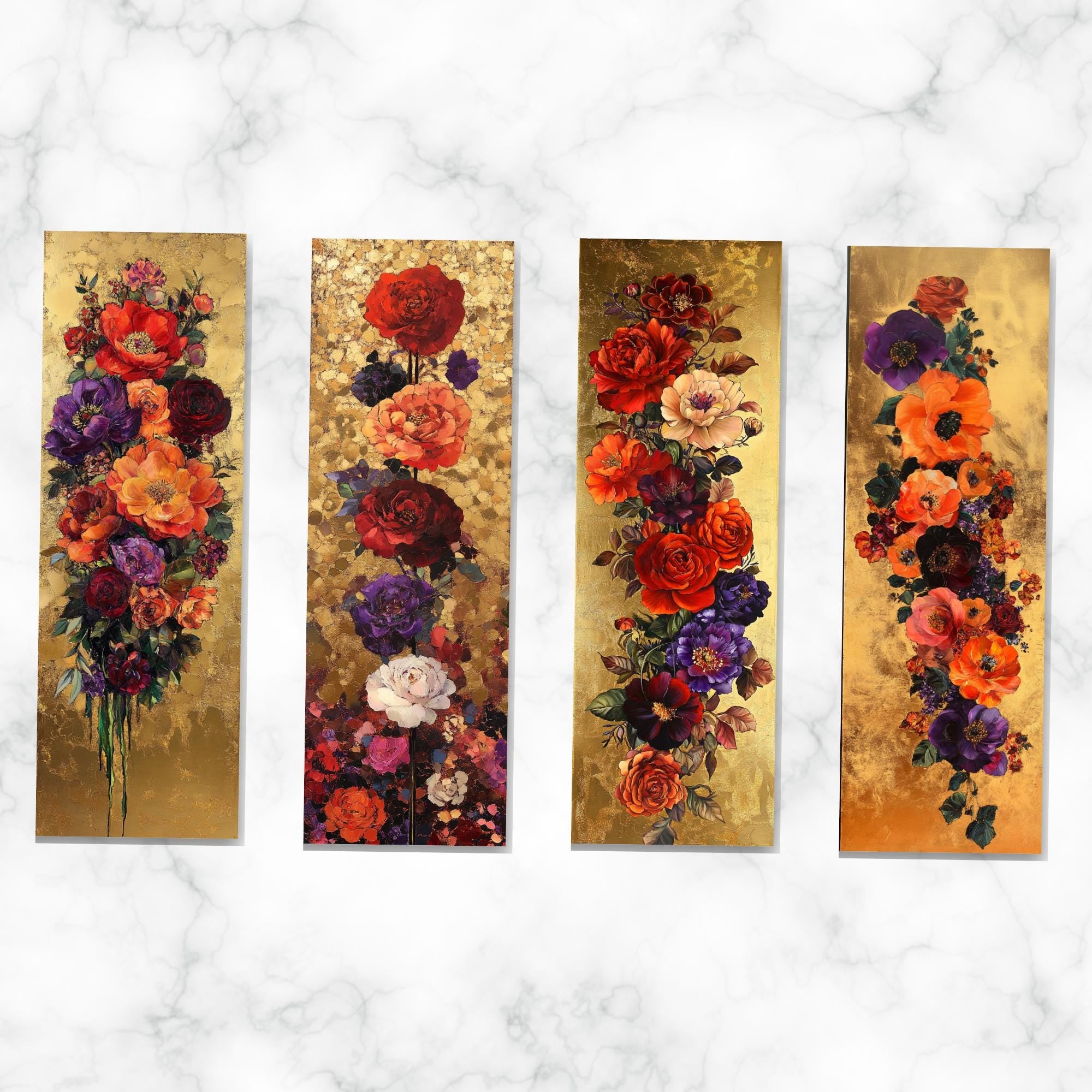 Floral Gold Bookmark: Vintage Botanical Art, Elegant Reader Gift