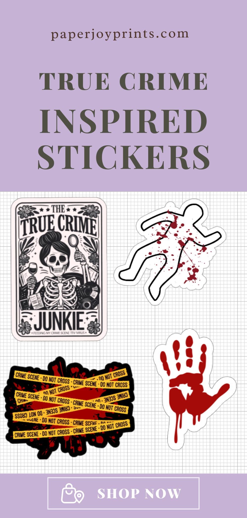 True Crime Fan Sticker Set for True Crime Junkies