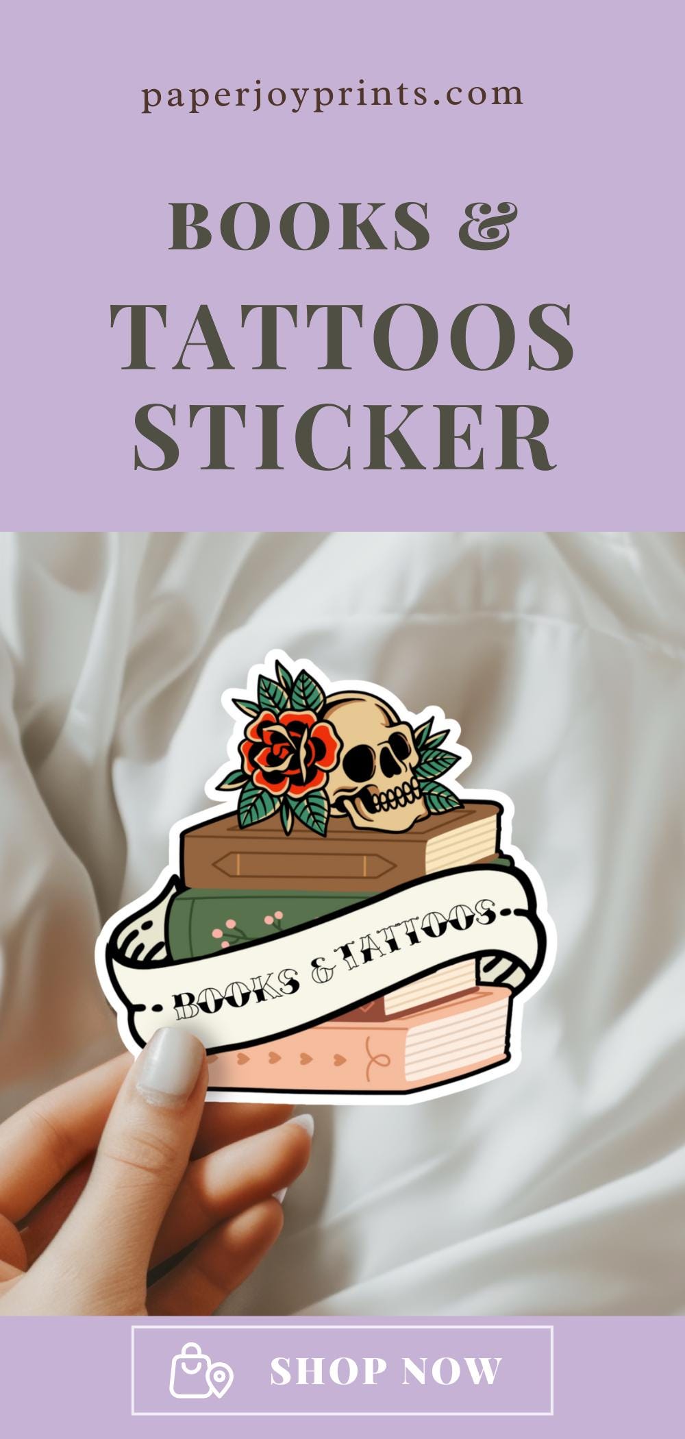 Books & Tattoos Sticker Vintage Tattoo Inspired Bookish Sticker Skull and Book Aesthetic Water Resistant Vinyl Kindle Sticker Tattoo Art
