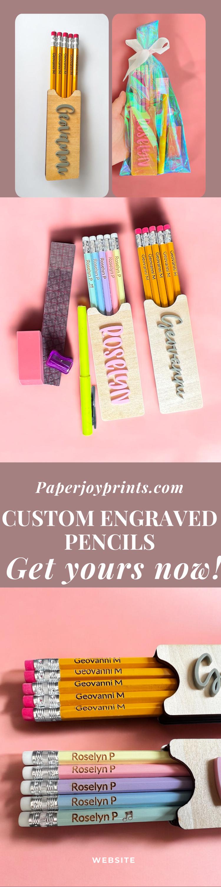Personalized Pencil Holder – Custom Engraved Wooden School Set