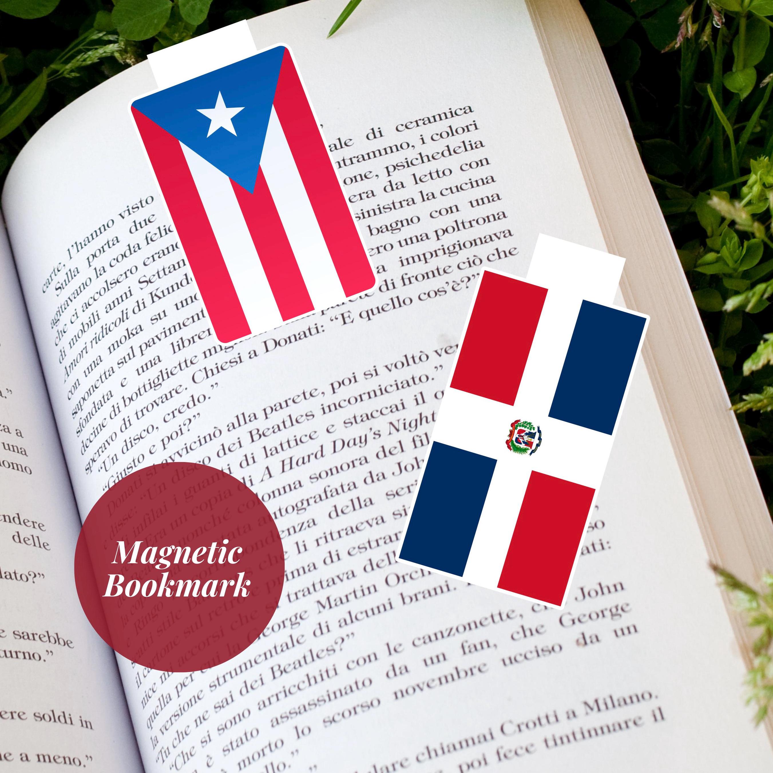 Puerto Rico and Dominican Republic Flag Magnetic Bookmarks