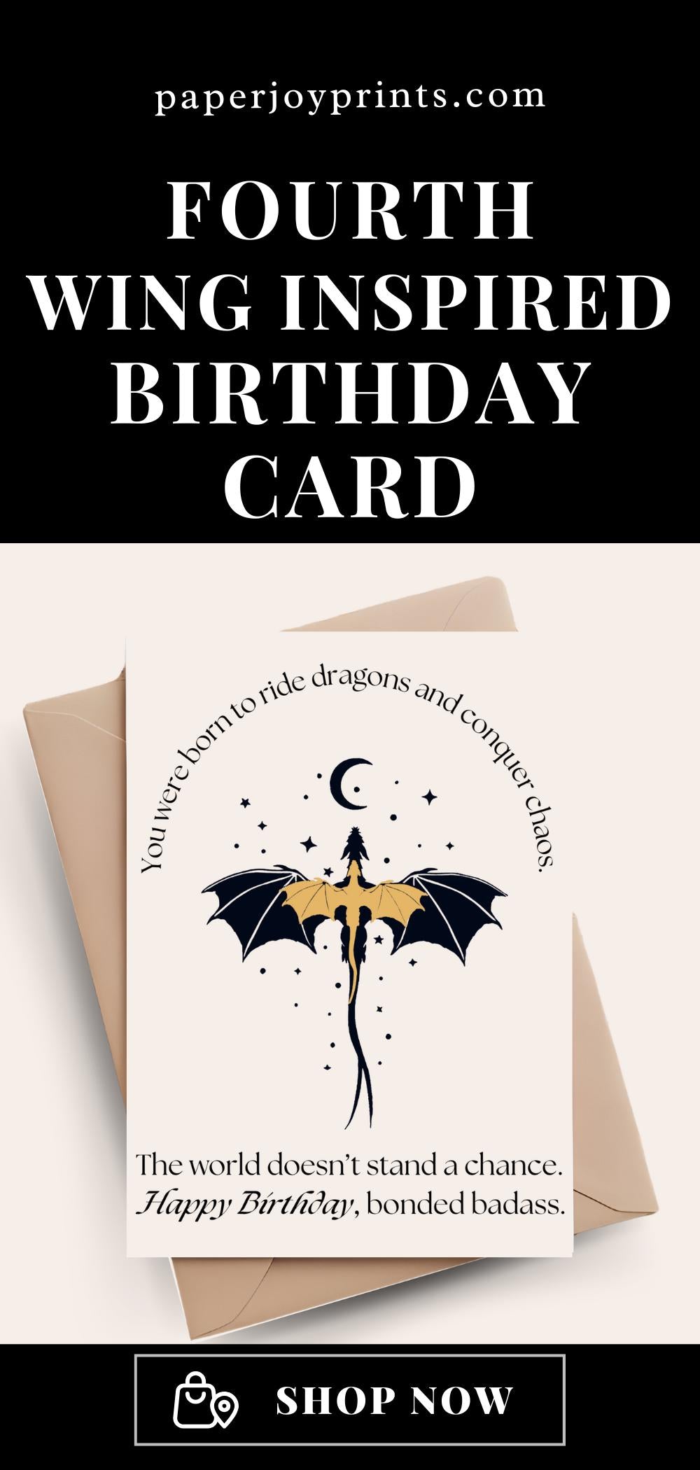 Fourth Wing Birthday Card – Dragon Rider Fantasy Greeting for Readers