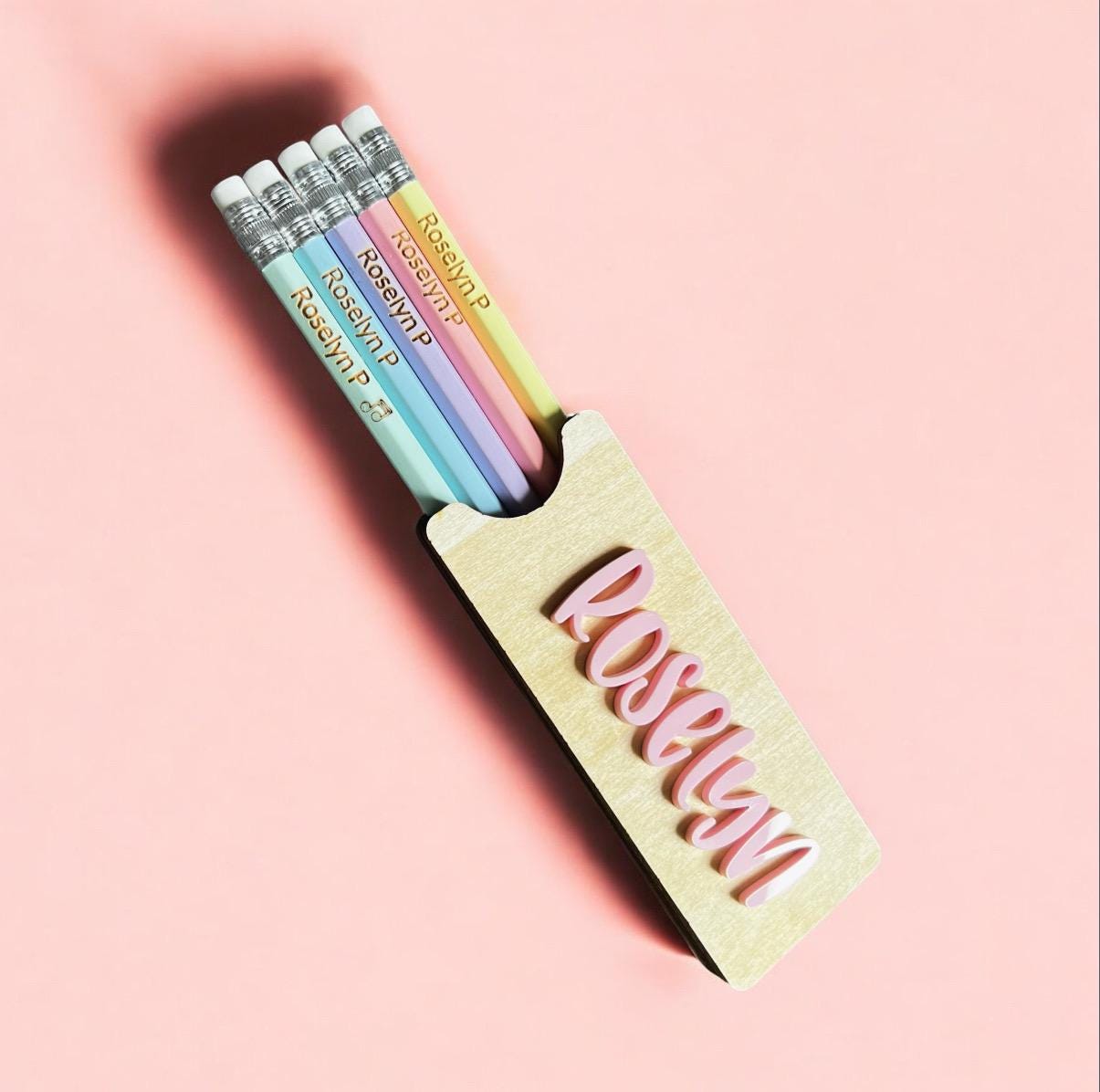 Custom School Supplies Set Personalized Wooden Pencil Holder Engraved Name Student Gift Ideas Back To School Organization Essentials Monogrammed Pencil Collection Desk Organization System Classroom Supplies Bundle Teacher Appreciation Gift