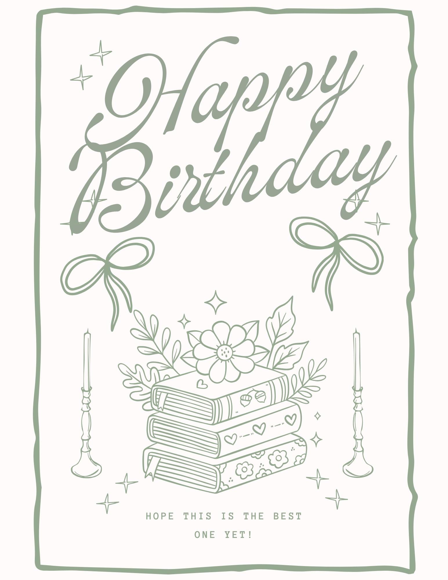 Literary Birthday Card Book Theme