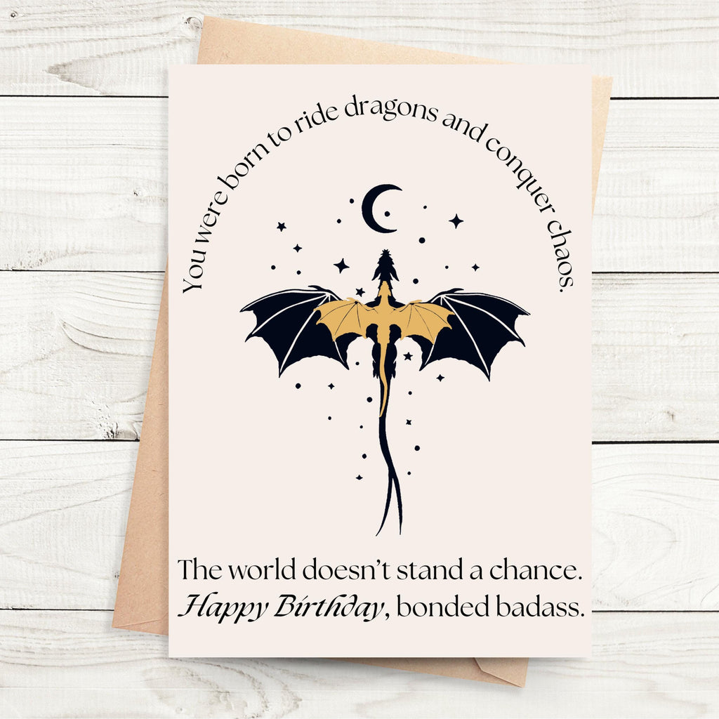 Fourth Wing Birthday Card – Dragon Rider Fantasy Greeting for Readers