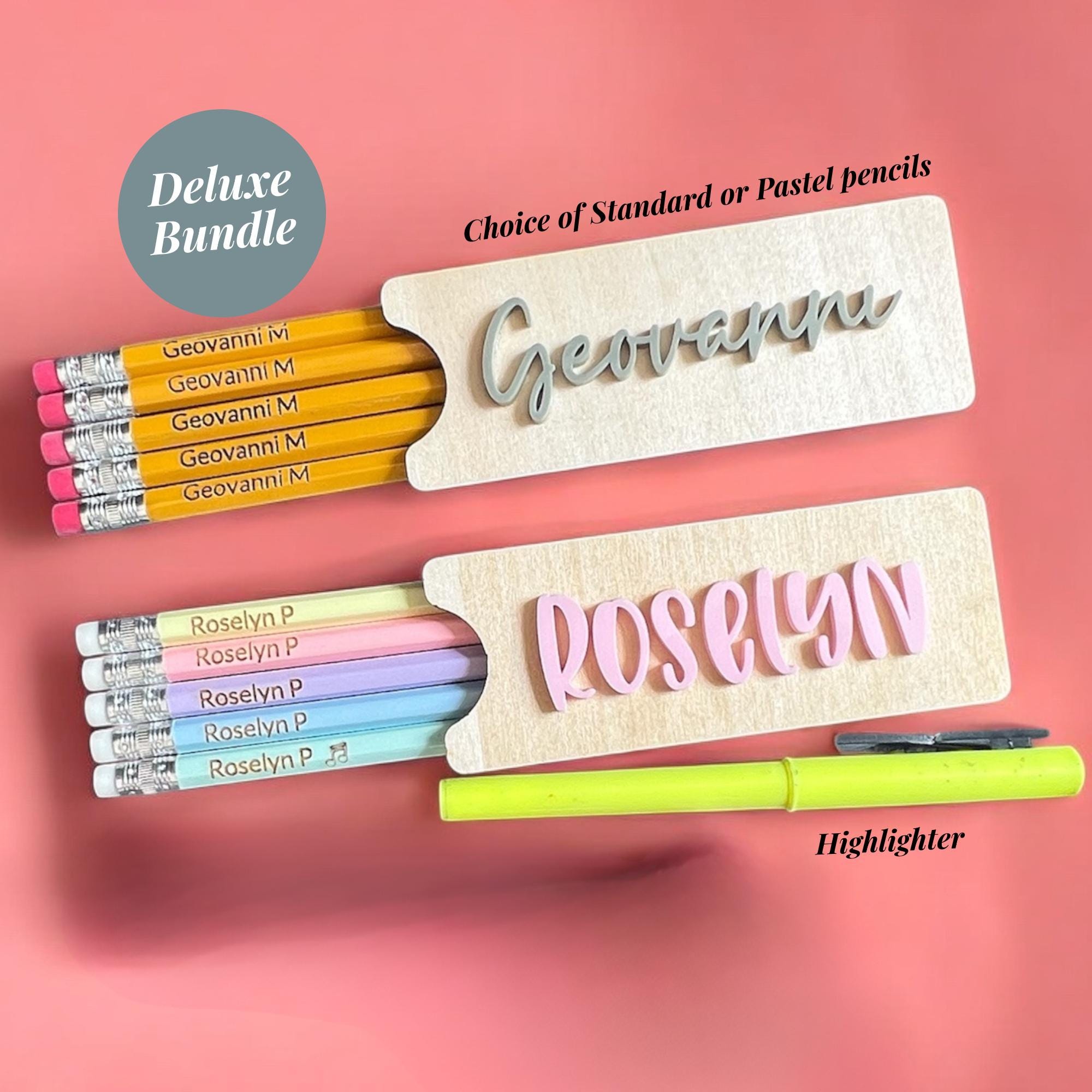 Back To School Supplies Personalized Pencil Set Custom Wooden Holder Engraved Name Student Organization Gift Monogrammed Desk Essentials Classroom Ready Bundle Custom School Supplies Set Teacher Gift Ideas Premium Basswood Pencil Holder