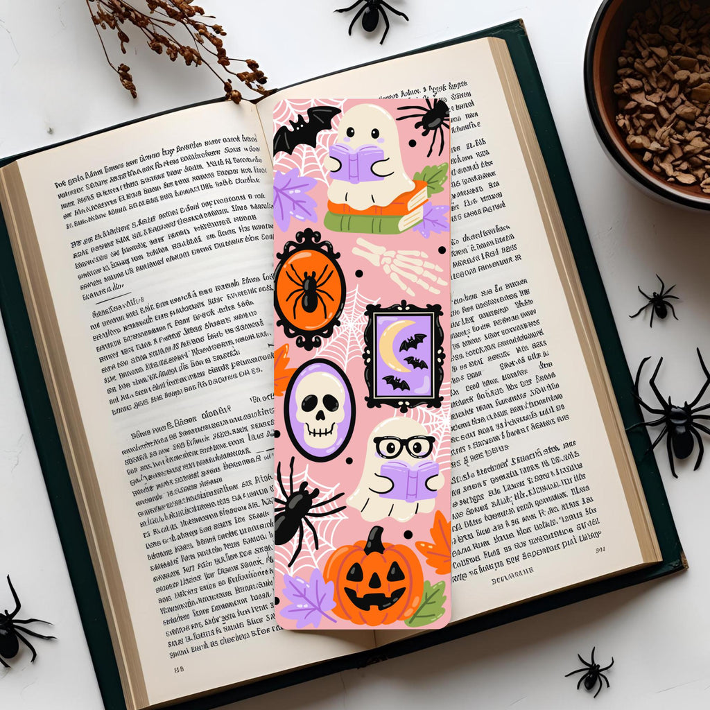 Cute Ghost Halloween Bookmark Pastel Goth Book Lover Gift for Bookworm Pumpkin Skull Spooky Bookmark Fall Reading Accessory