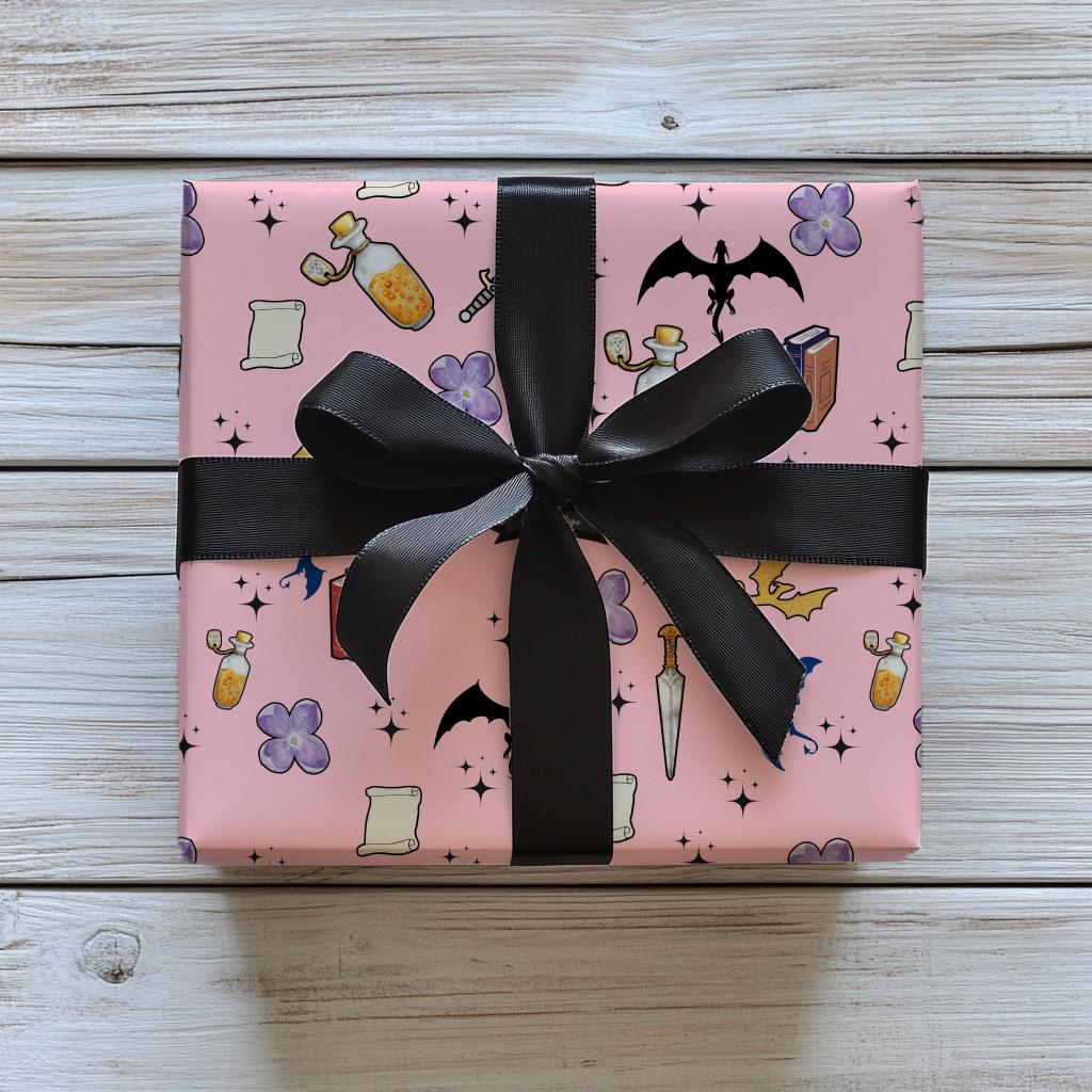 Fantasy Inpired Wrapping Paper Gift Wrap for Dragon Lover