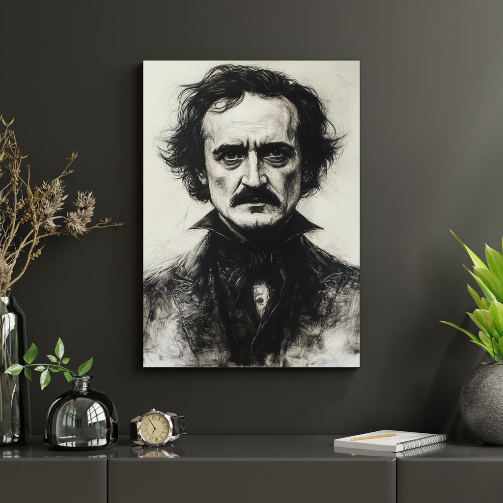 Edgar Allan Poe Wall Art Print Gothic Literary Portrait Dark Academia Gift