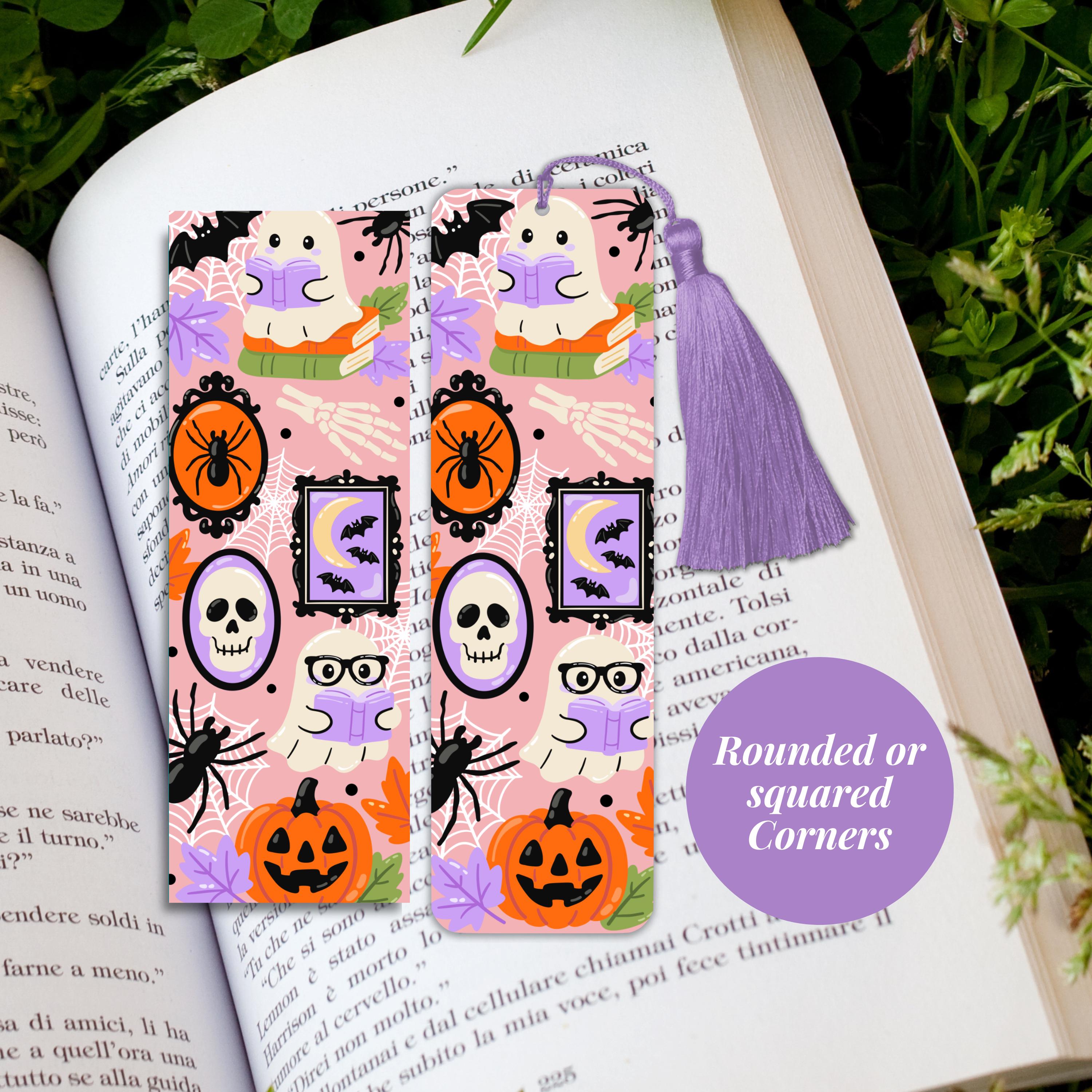 Cute Ghost Halloween Bookmark Pastel Goth Book Lover Gift for Bookworm Pumpkin Skull Spooky Bookmark Fall Reading Accessory