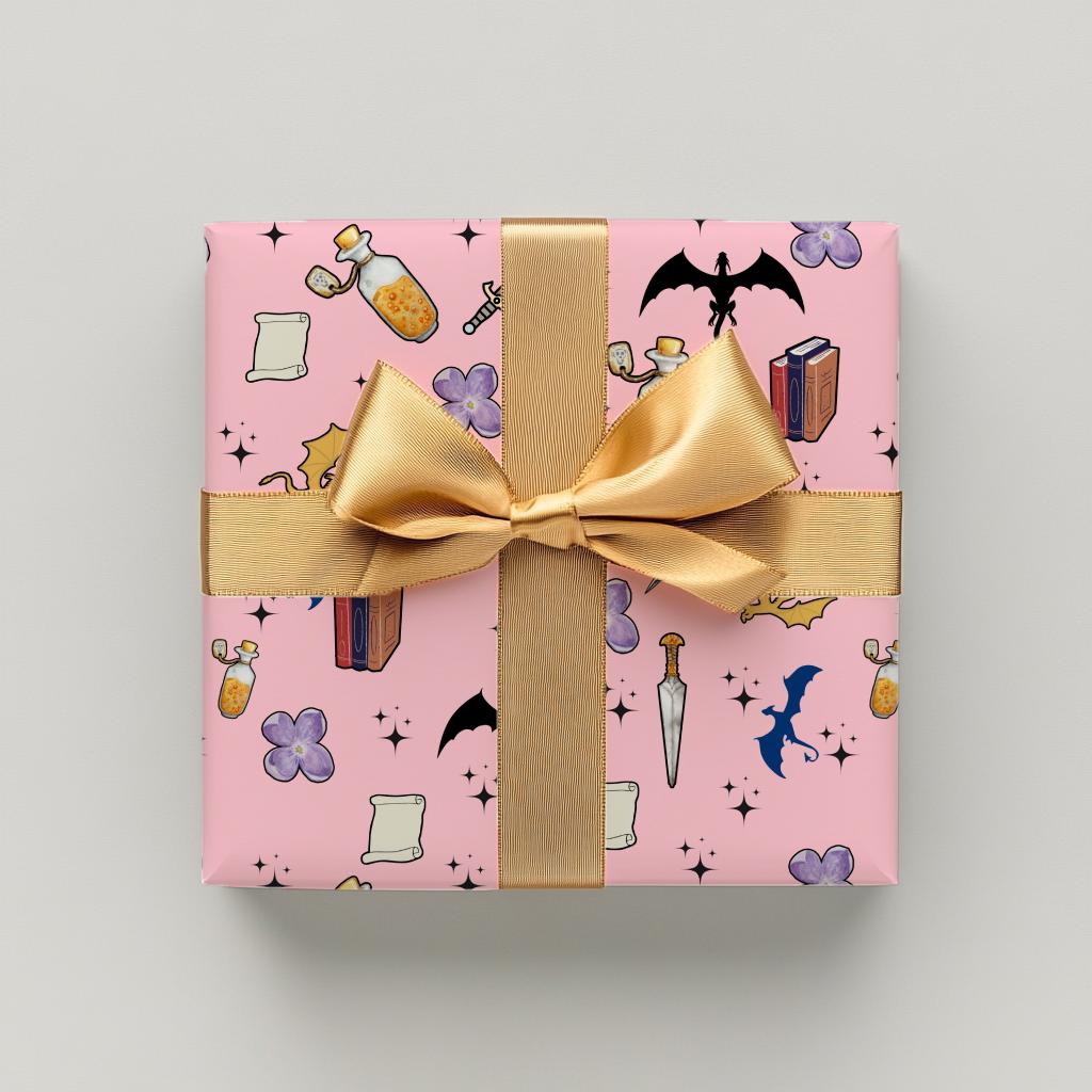 Fantasy Inpired Wrapping Paper Gift Wrap for Dragon Lover