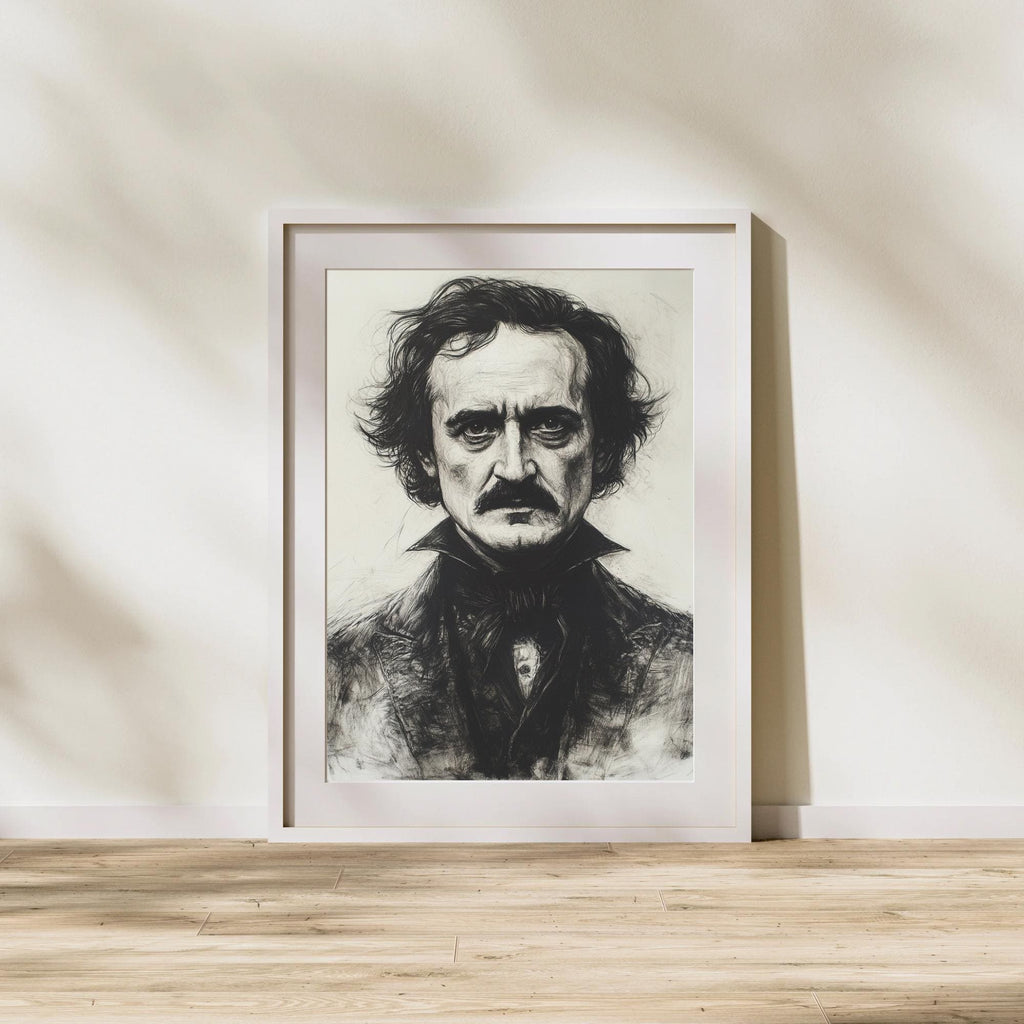 Edgar Allan Poe Wall Art Print Gothic Literary Portrait Dark Academia Gift