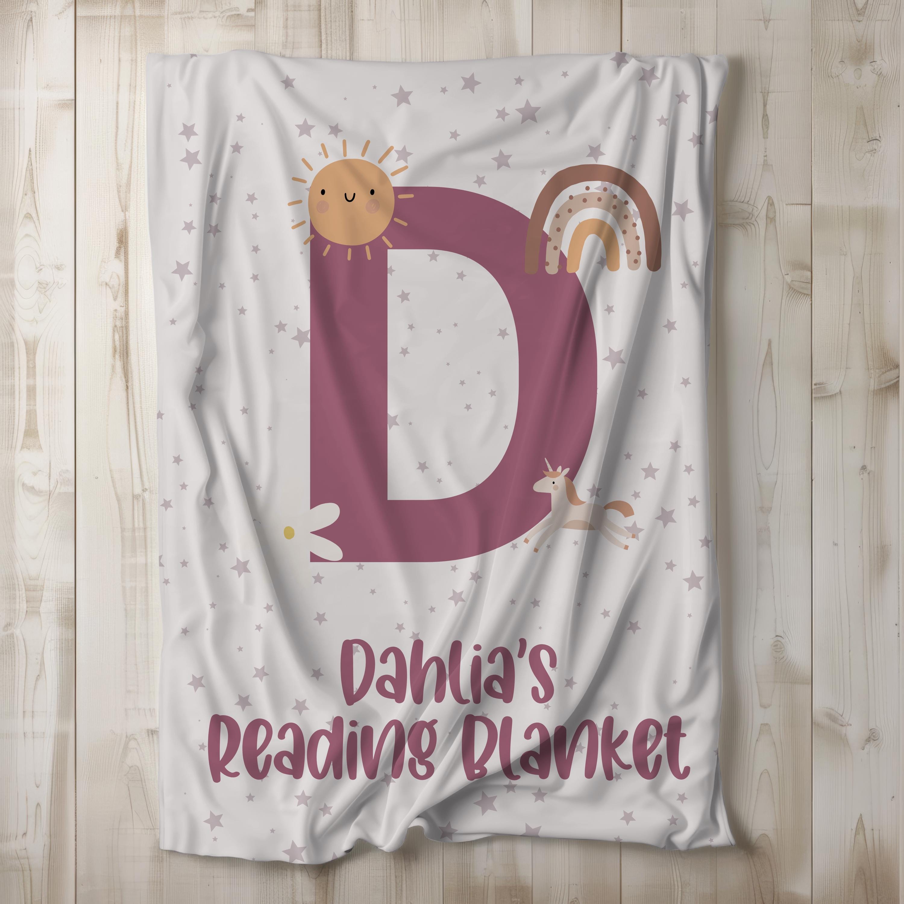 Personalized Kids Reading Blanket Reading Blanket Custom Design Celestial Pattern Moon Star Nursery Decor Kids Room Reading Nook Kids Book