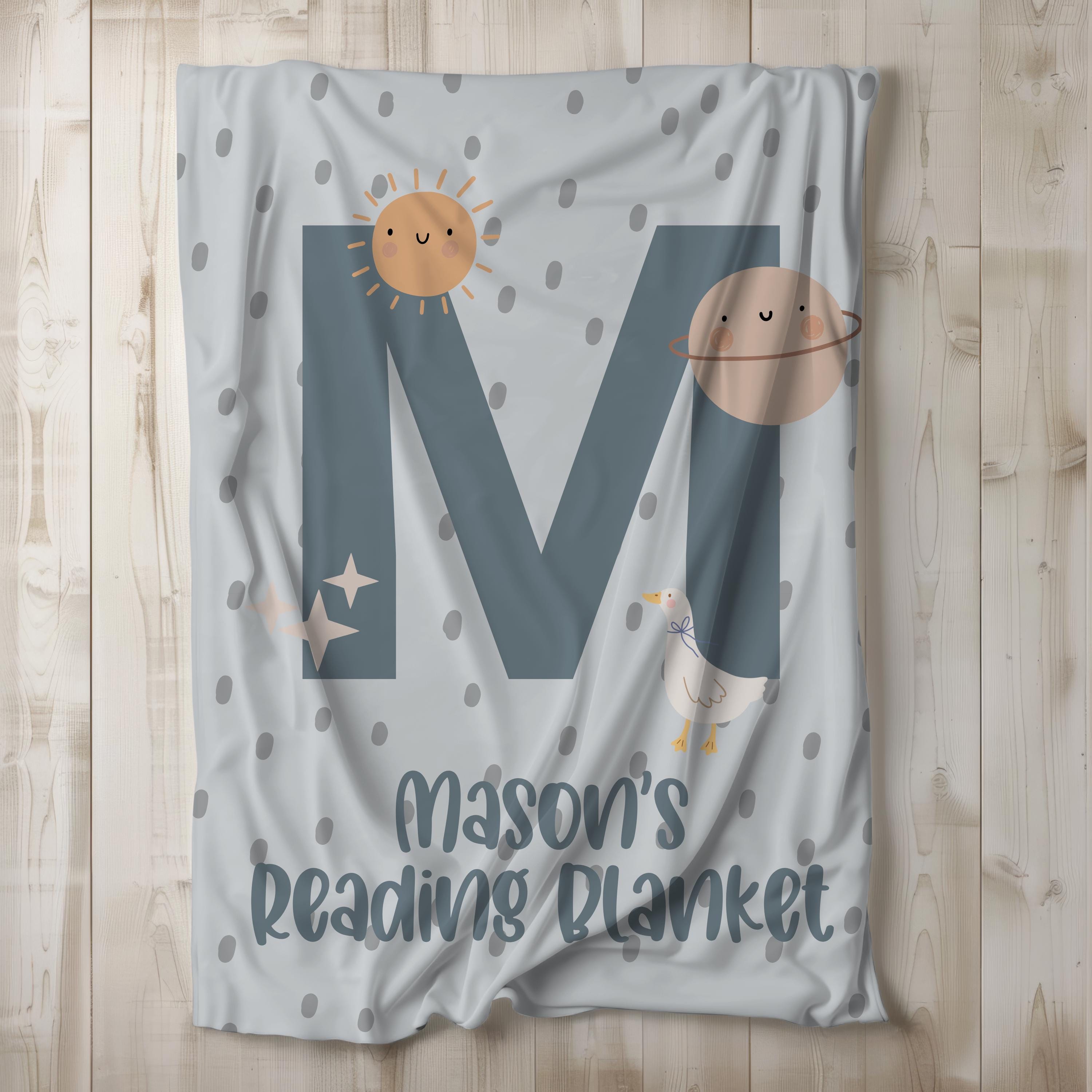 Personalized Celestial Reading Blanket: Moon & Stars Nursery Decor