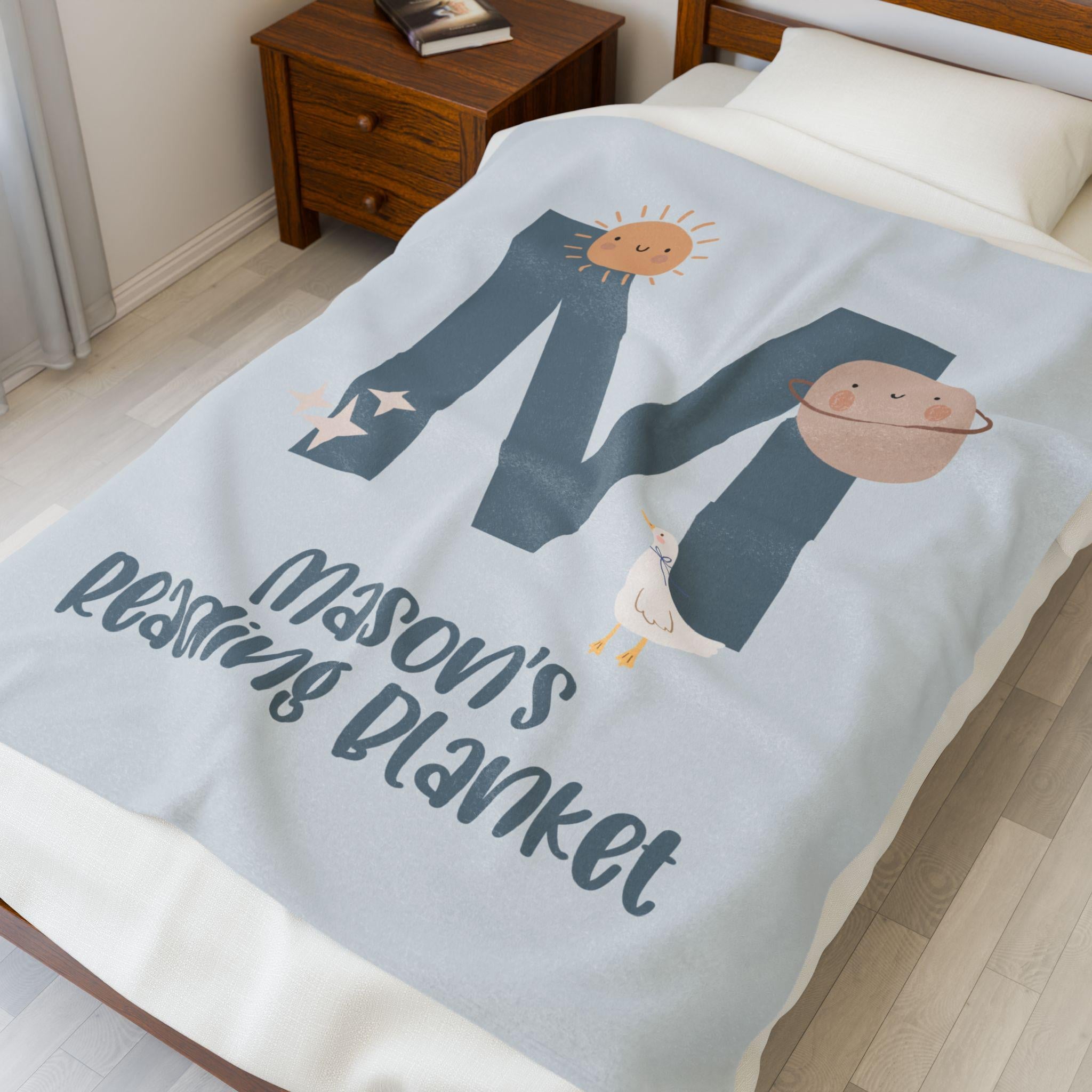 Personalized Celestial Reading Blanket: Moon & Stars Nursery Decor