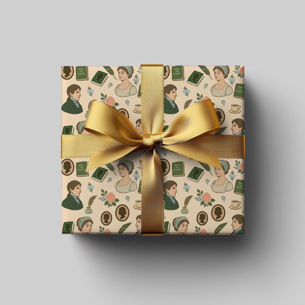 Jane Austen Inspired Gift Wrap Pride and Prejudice Regency Era Wrapping Paper