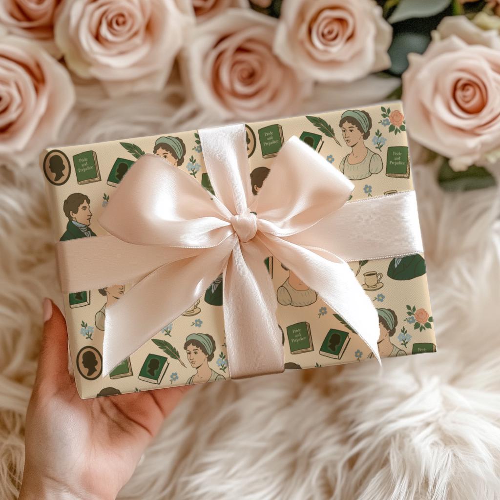 Jane Austen Inspired Gift Wrap Pride and Prejudice Regency Era Wrapping Paper
