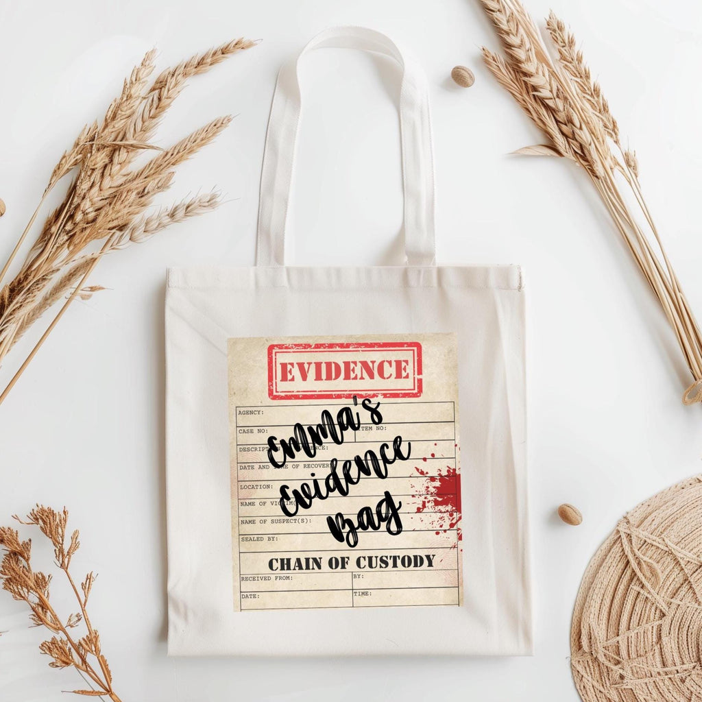 Personalized True Crime Tote Bag Evidence Bag