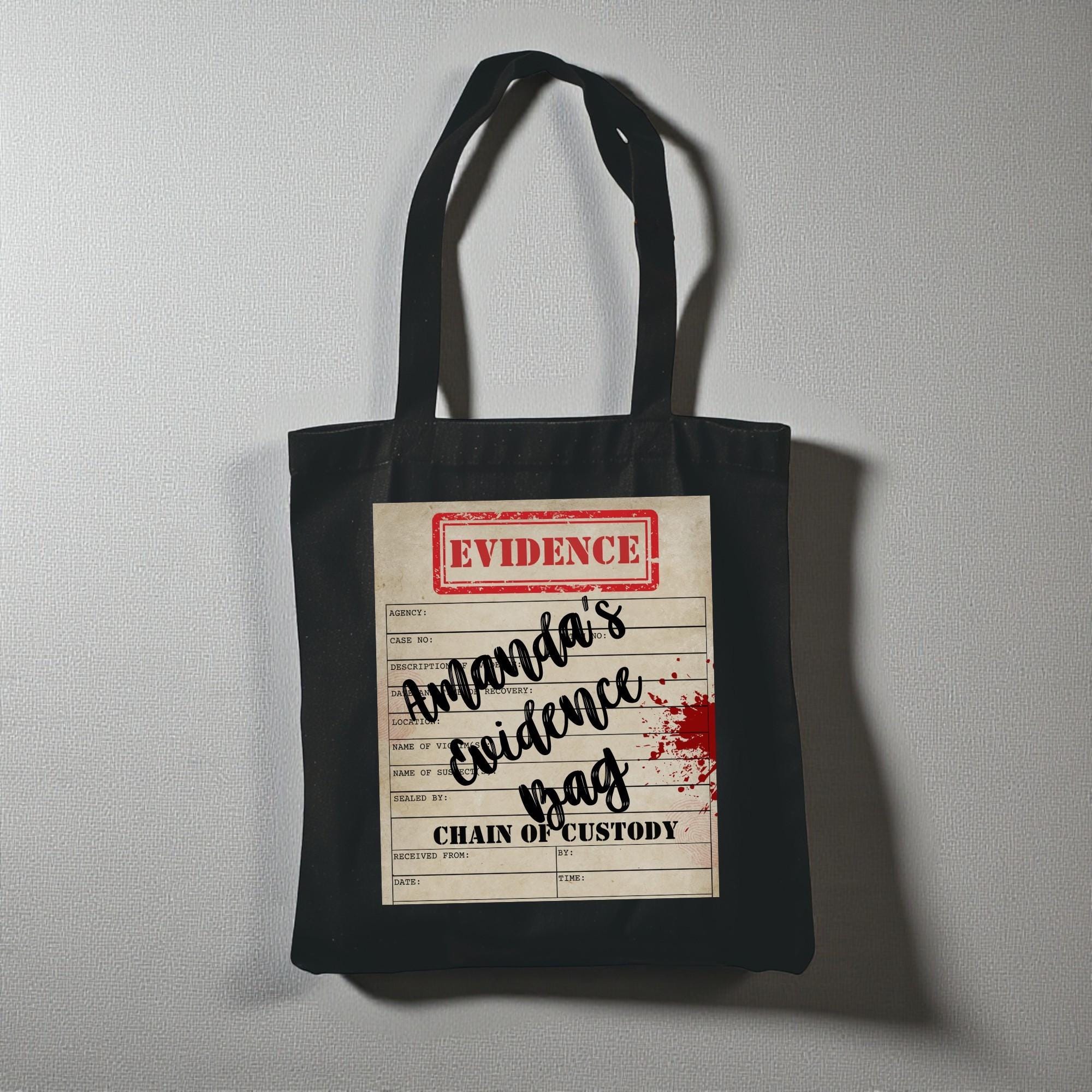 Personalized True Crime Tote Bag Evidence Bag