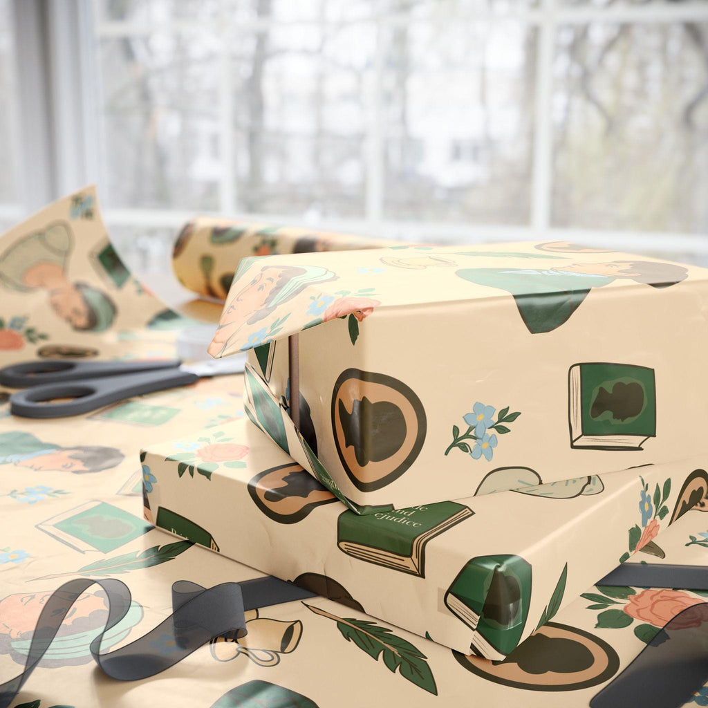 Jane Austen Inspired Gift Wrap Pride and Prejudice Regency Era Wrapping Paper
