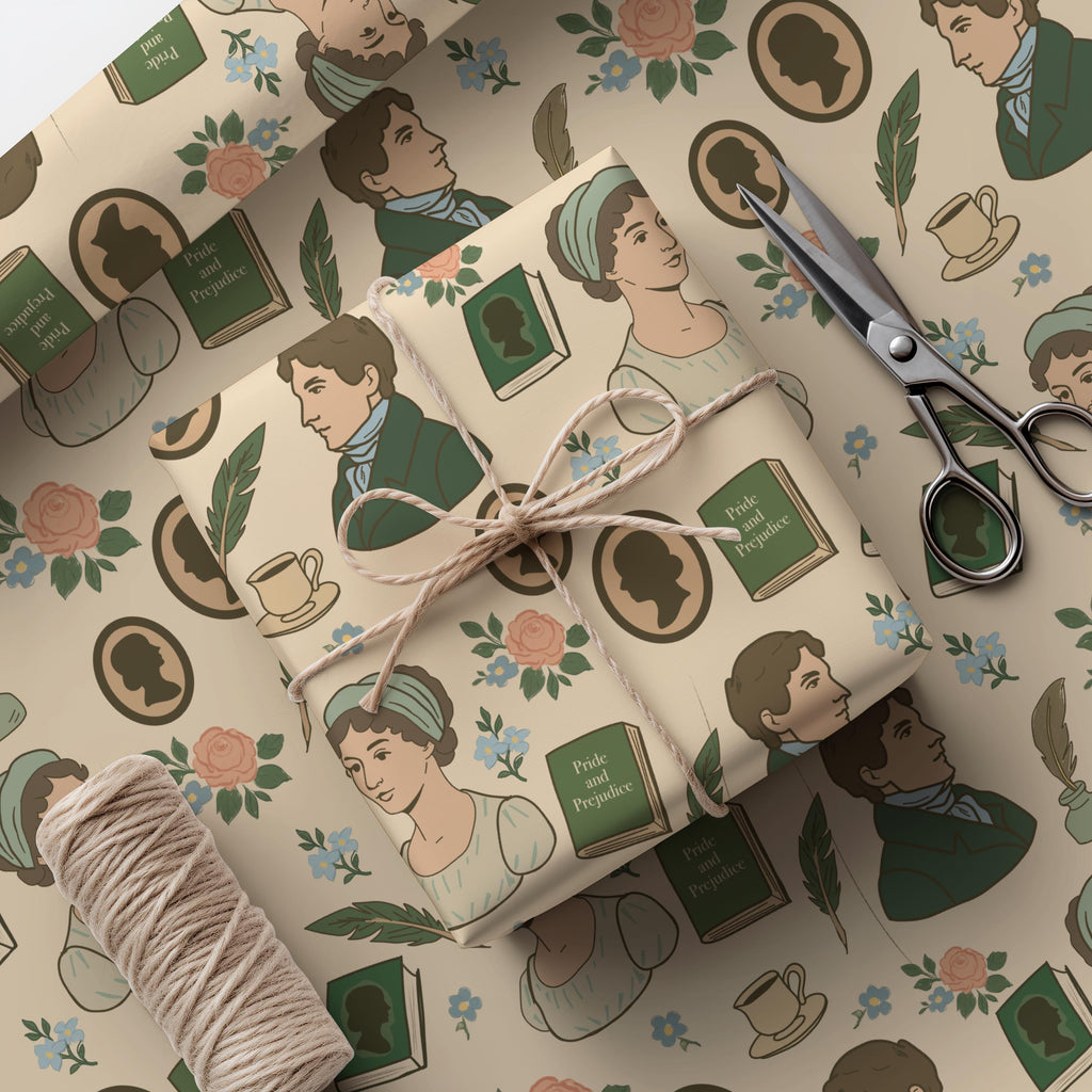 Jane Austen Inspired Gift Wrap Pride and Prejudice Regency Era Wrapping Paper