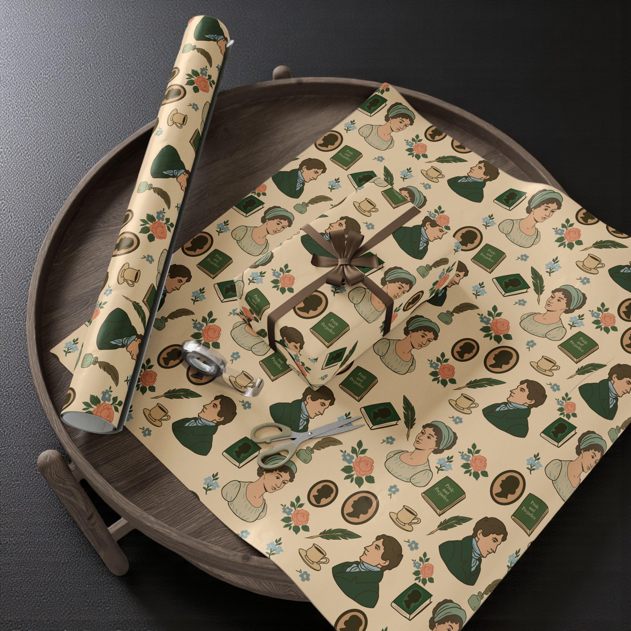 Jane Austen Inspired Gift Wrap Pride and Prejudice Regency Era Wrapping Paper