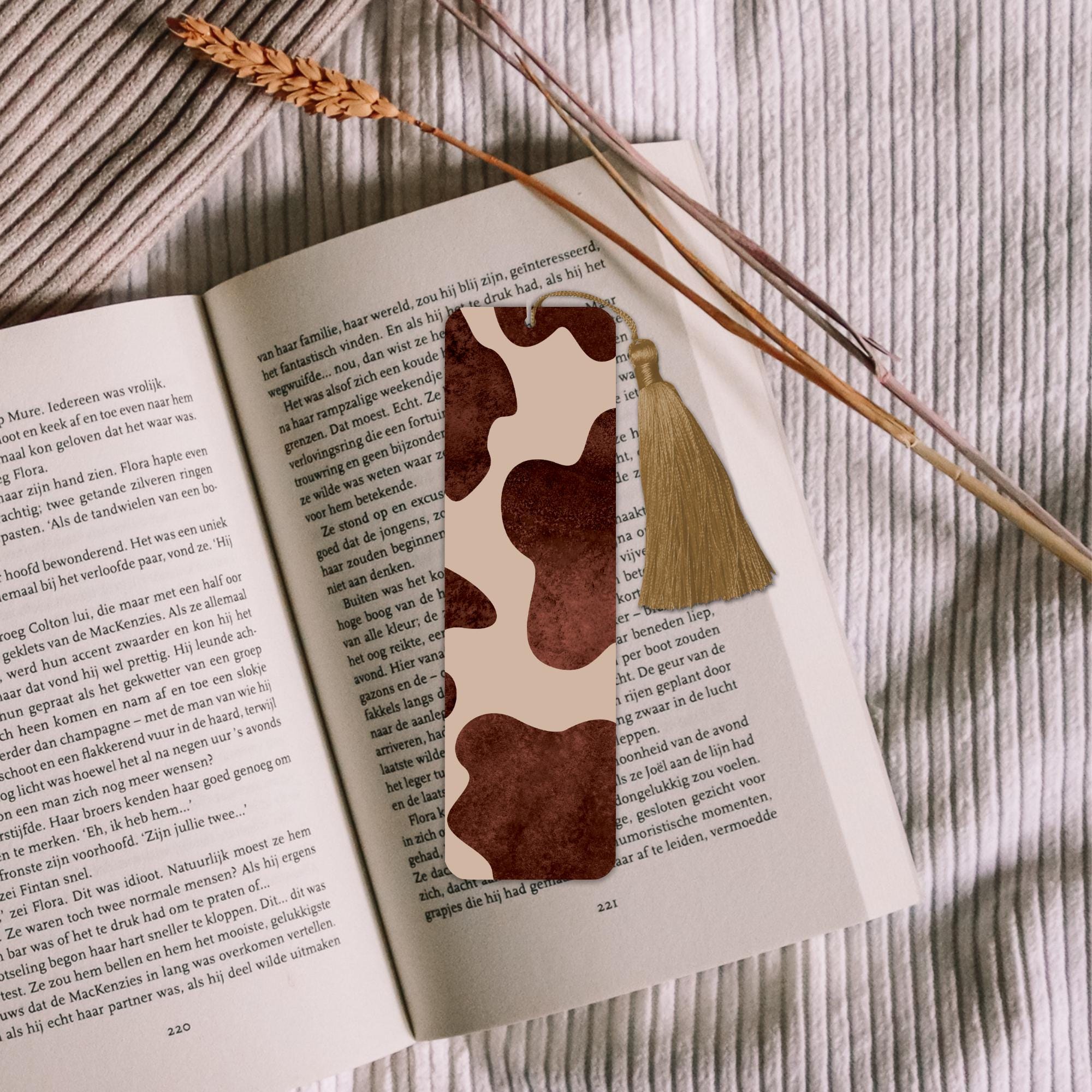 Brown Cow Print Bookmark - Western Cowhide Bookmark