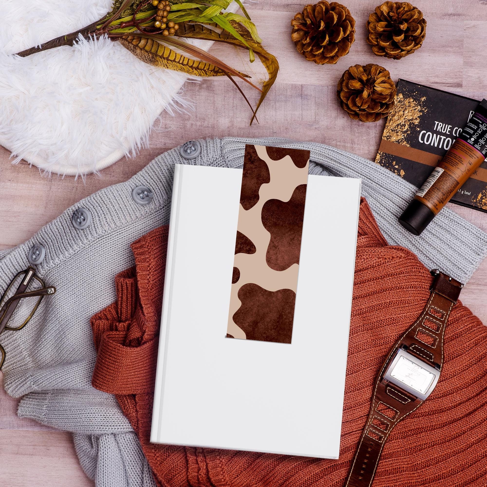 Brown Cow Print Bookmark - Western Cowhide Bookmark