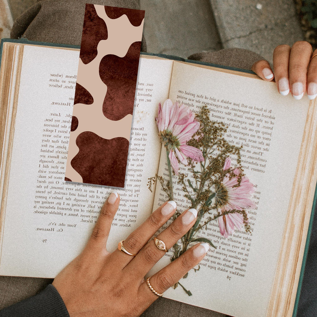 Brown Cow Print Bookmark - Western Cowhide Bookmark