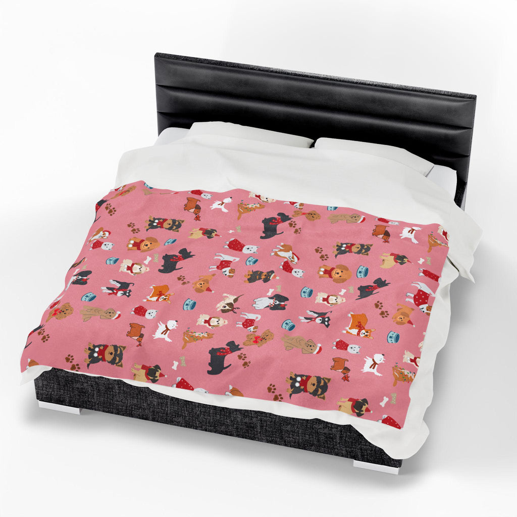 Hand-Drawn Dog Themed Blanket for Readers Cozy Book Nook