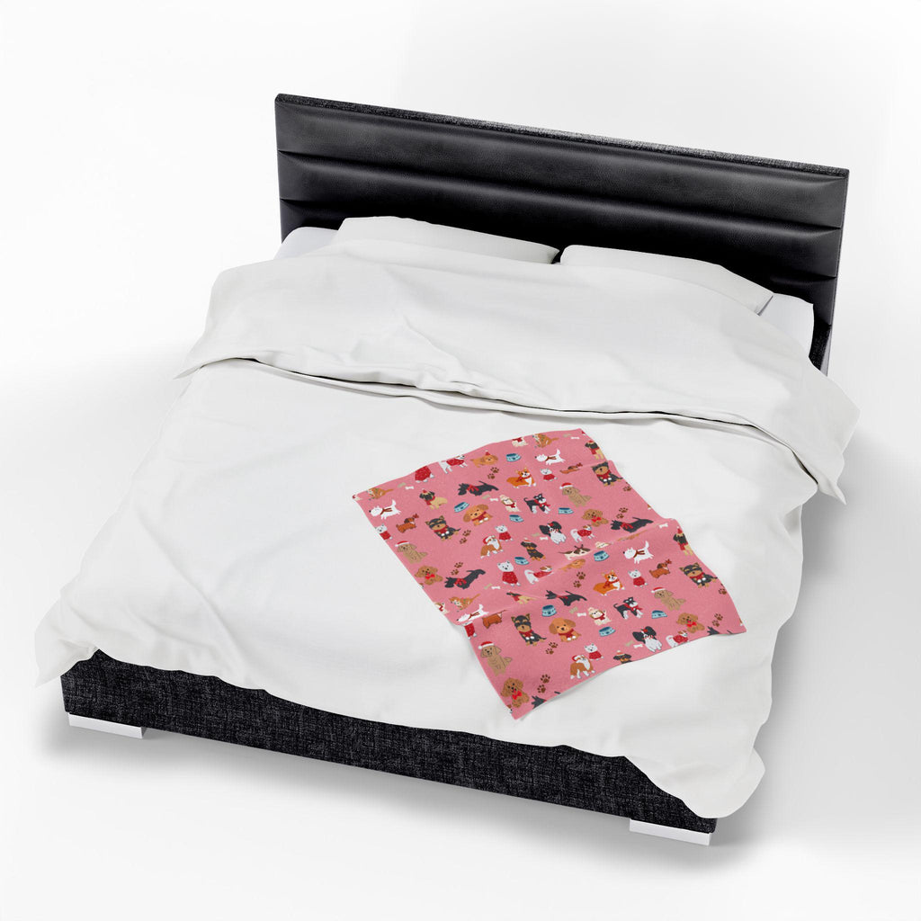 Hand-Drawn Dog Themed Blanket for Readers Cozy Book Nook