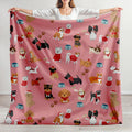 Hand-Drawn Dog Themed Blanket for Readers Cozy Book Nook