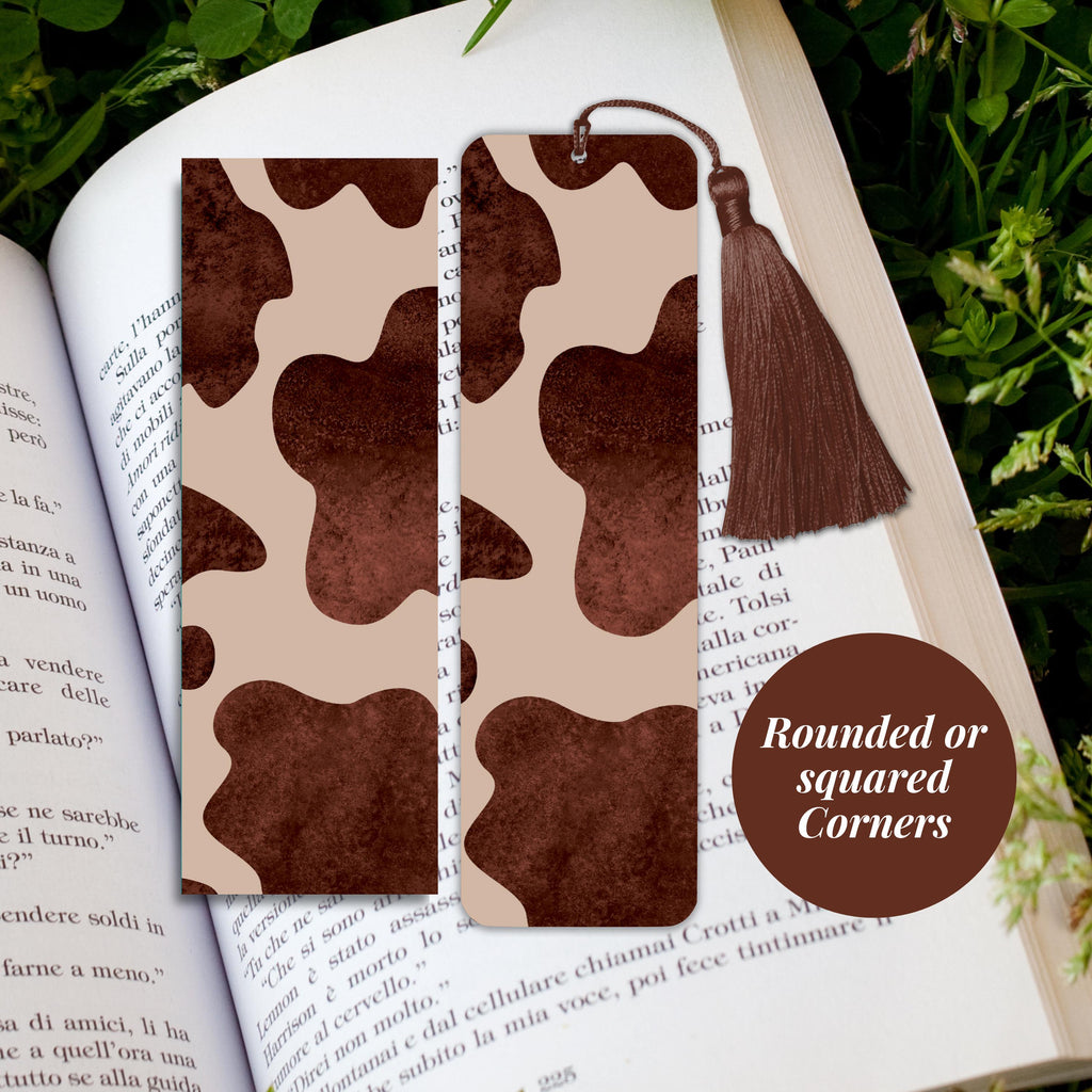 Brown Cow Print Bookmark - Western Cowhide Bookmark