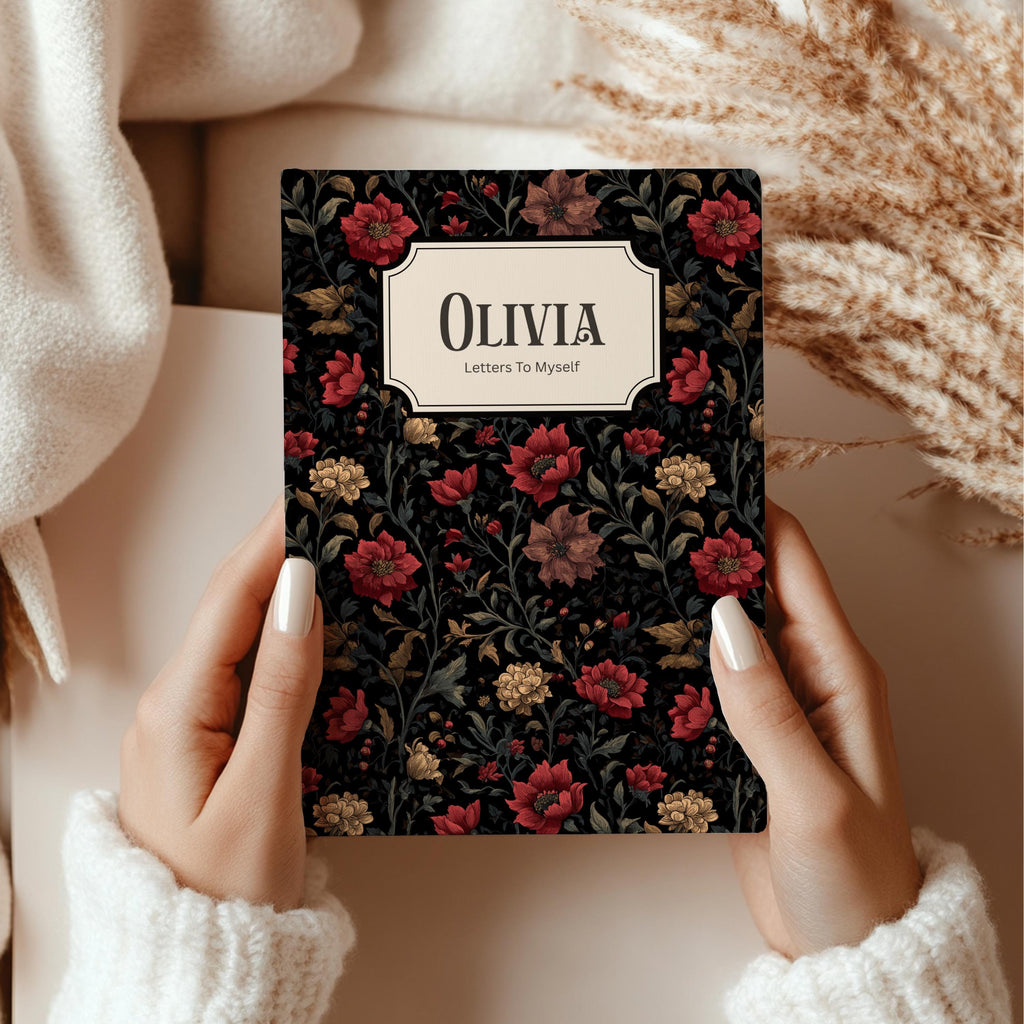 Personalized Dark Academia Floral Journal-Custom Name Notebook