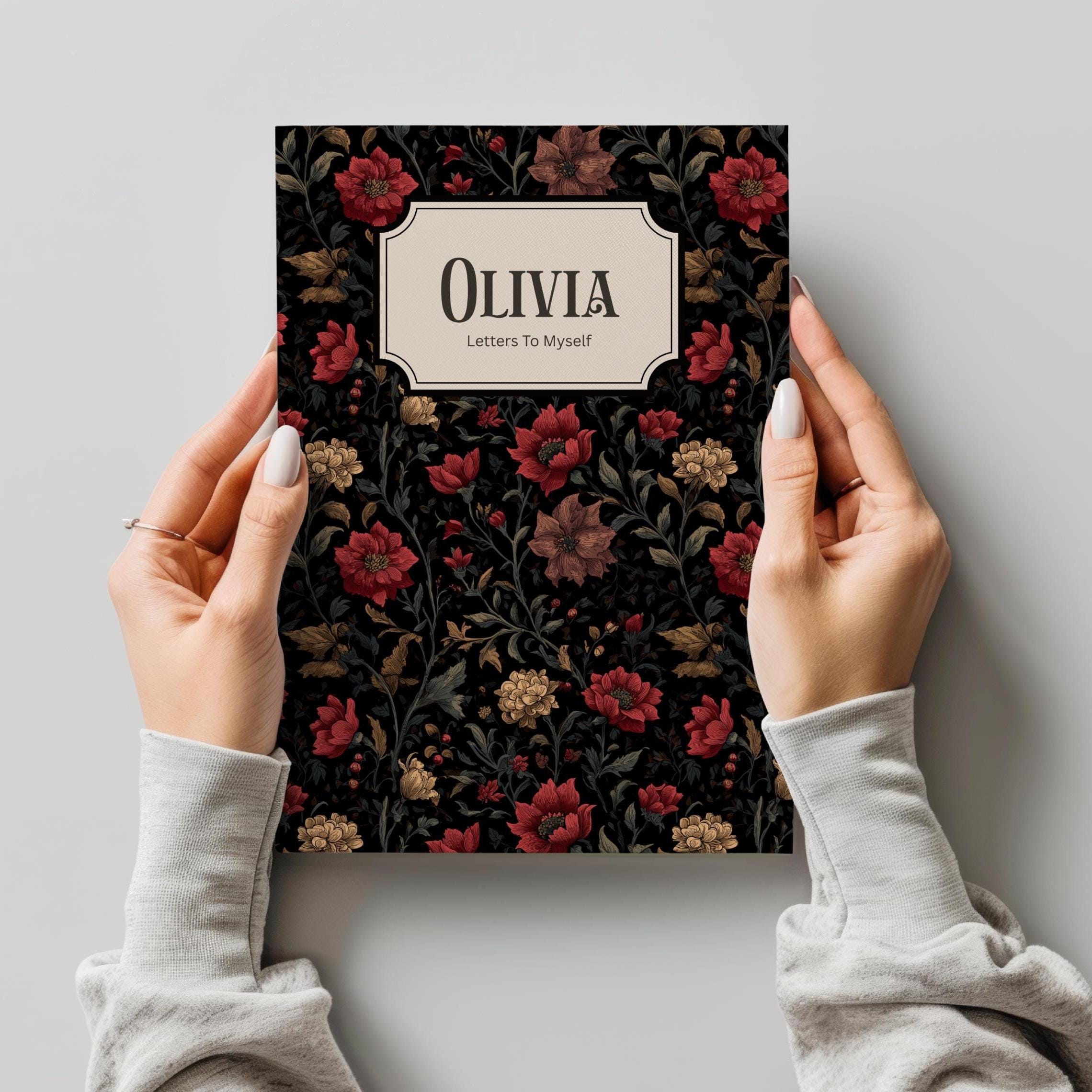 Personalized Dark Academia Floral Journal-Custom Name Notebook