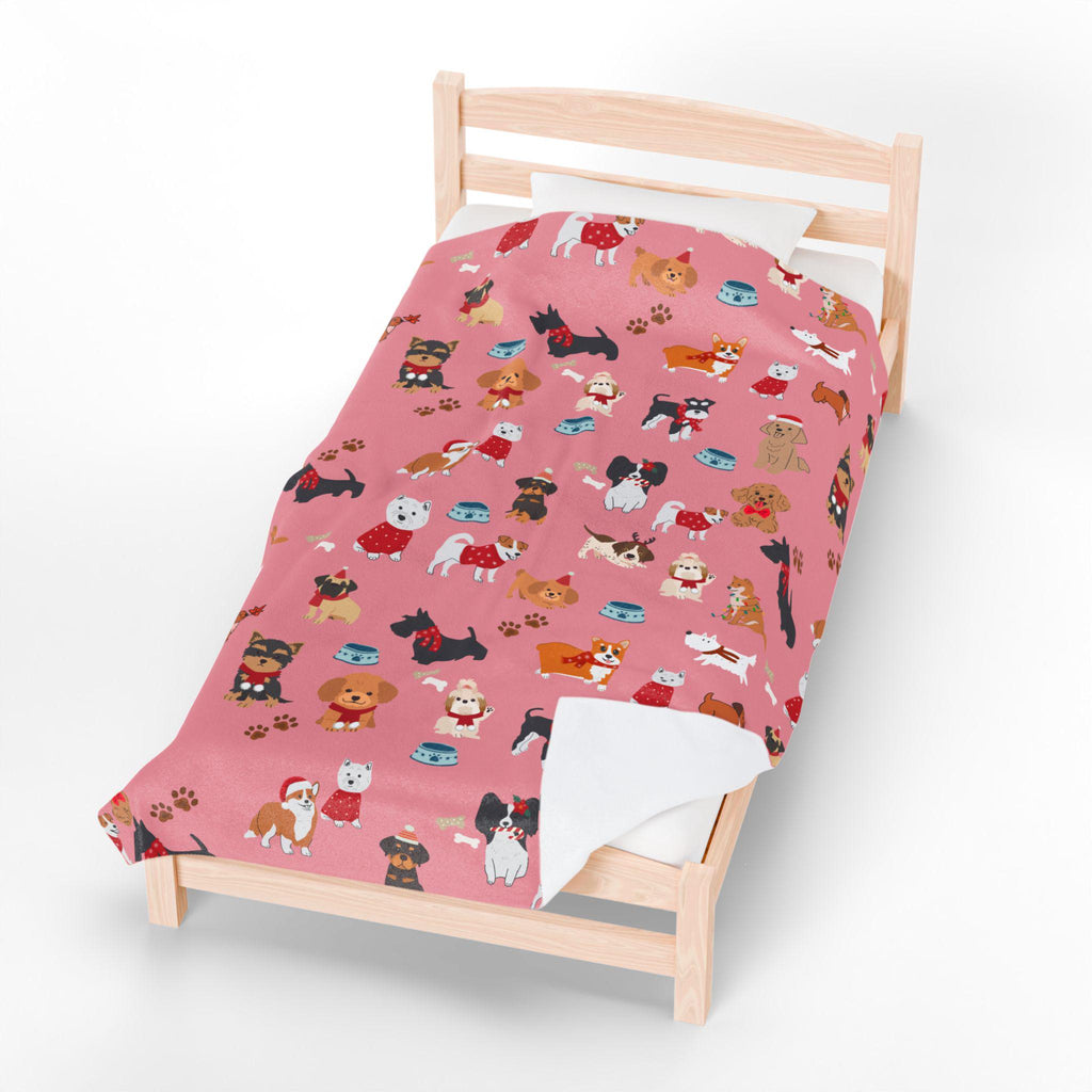 Hand-Drawn Dog Themed Blanket for Readers Cozy Book Nook