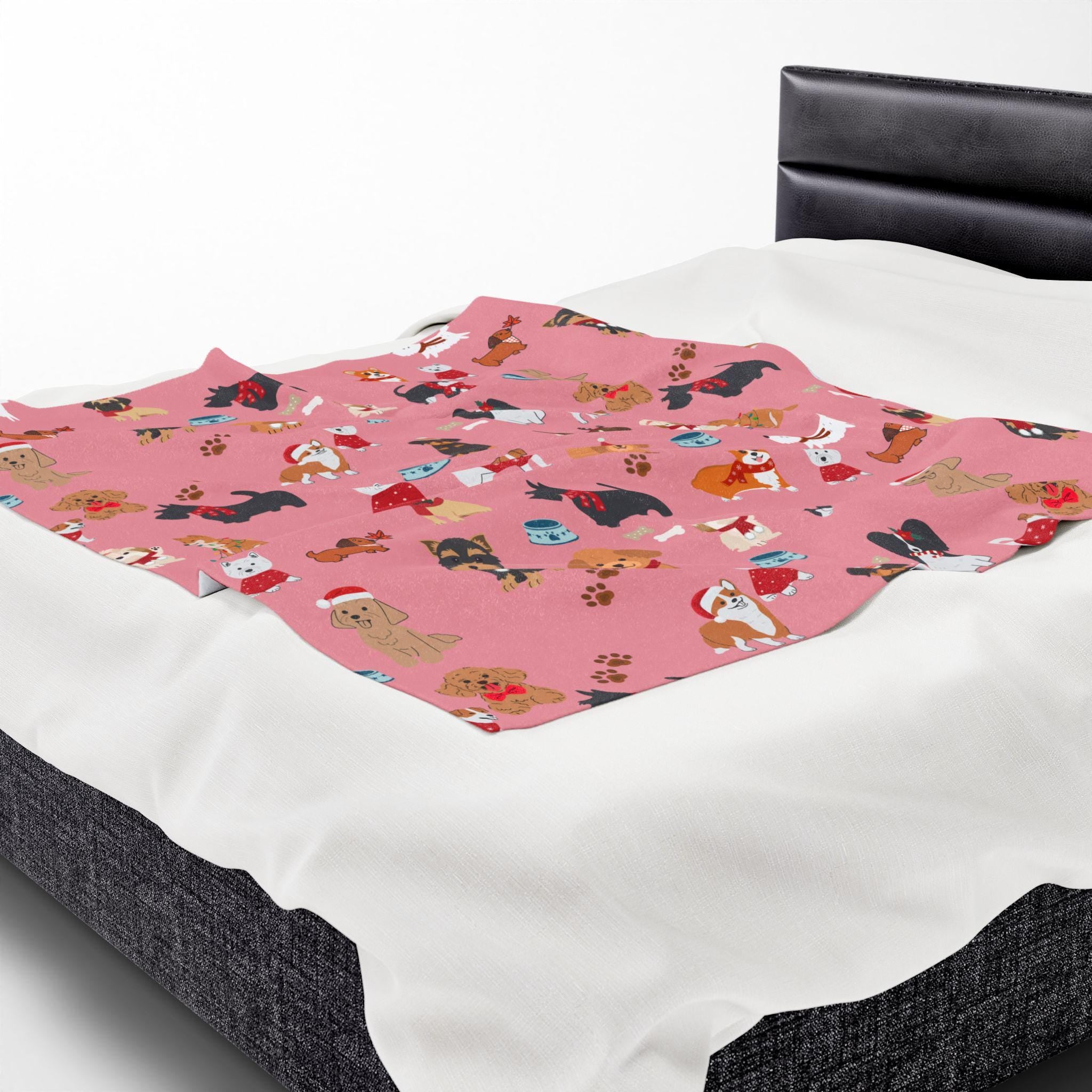 Hand-Drawn Dog Themed Blanket for Readers Cozy Book Nook