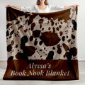 Custom Name Book Nook Blanket Cow Print Velveteen Plush