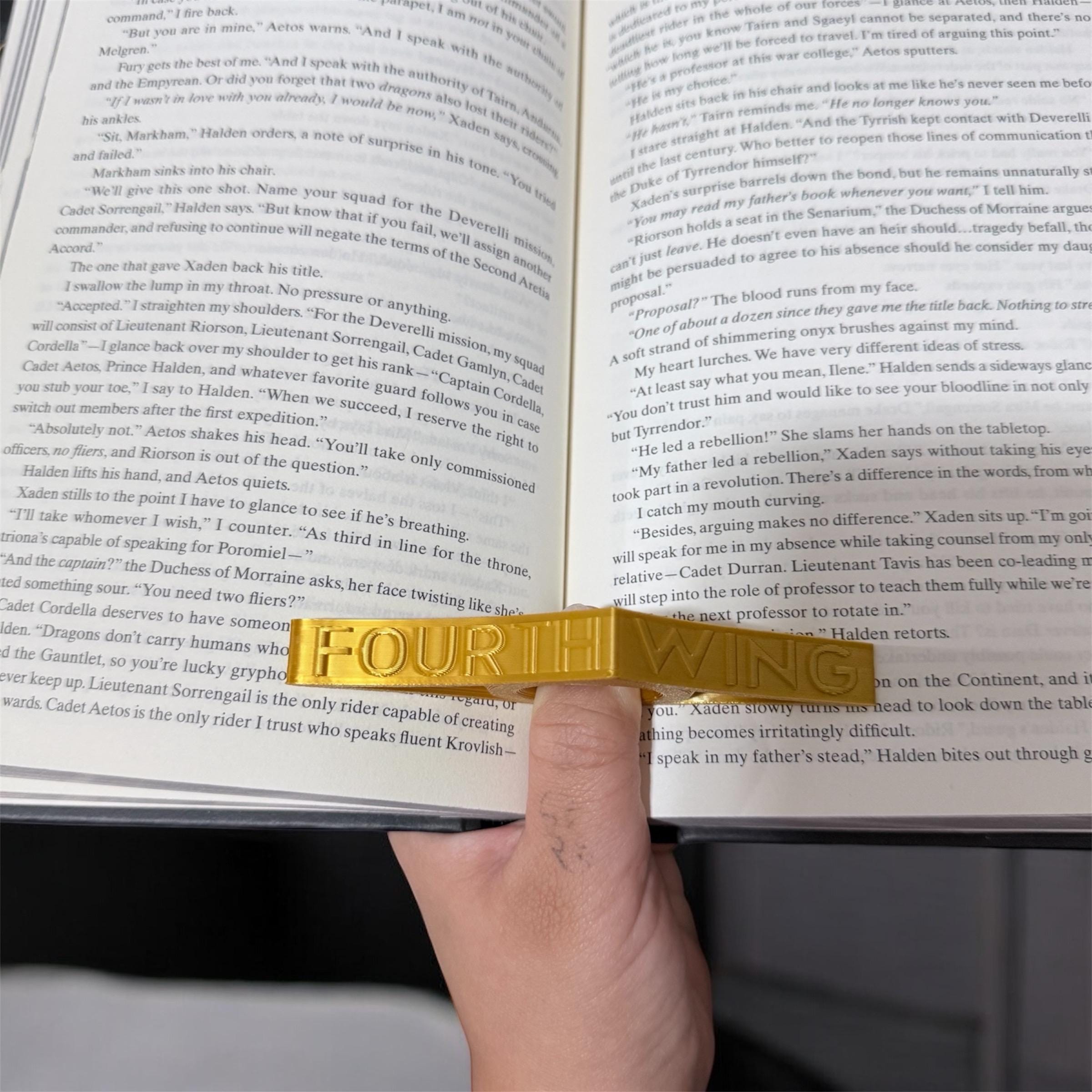 Fourth Wing Inspired Thumb Page Holder Gold Book Buddy Gift for Reader Fantasy Book Lover Accessory Basgiath Reading Aid