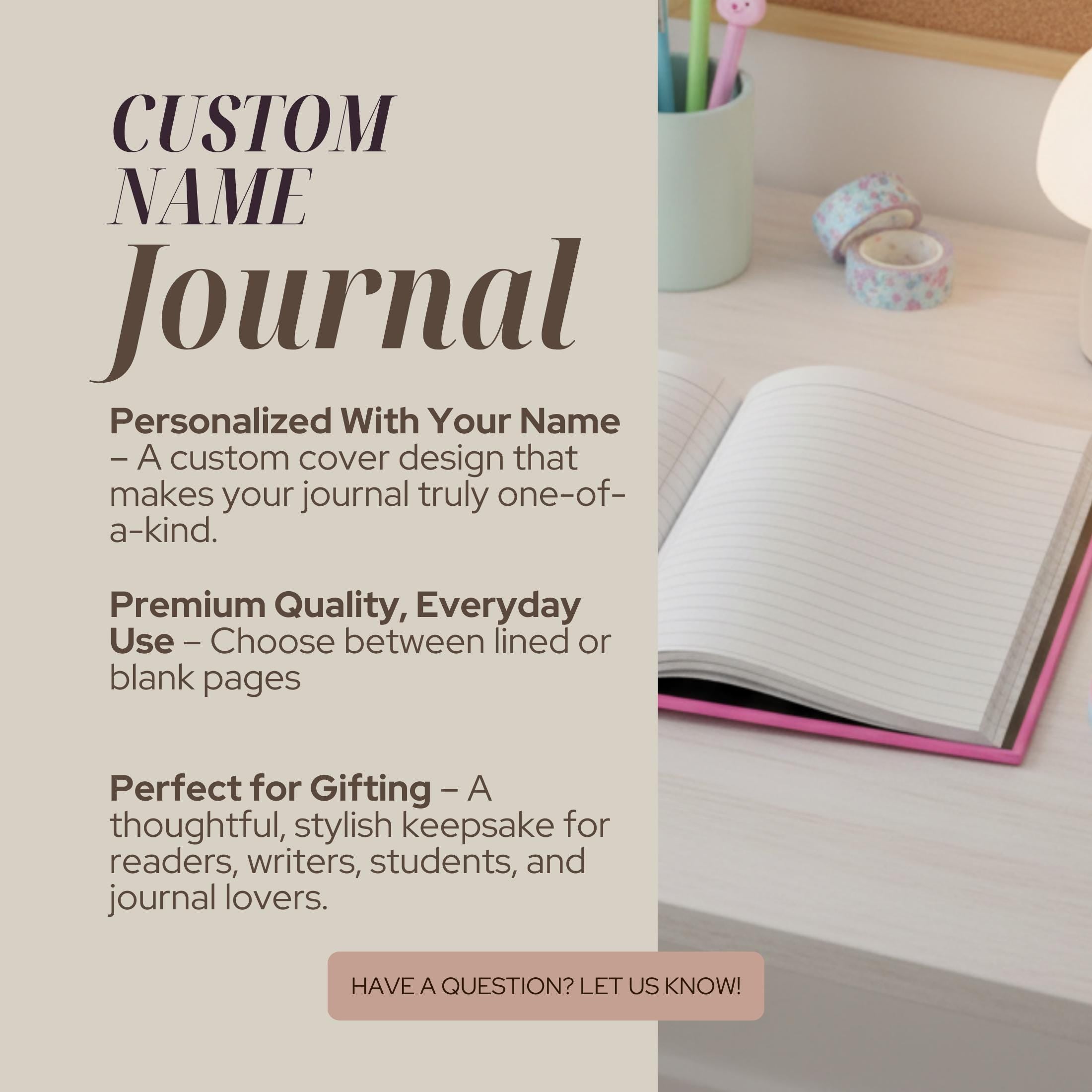 Personalized Pink Cocktail Journal-Martini Cover Custom Name Notebook