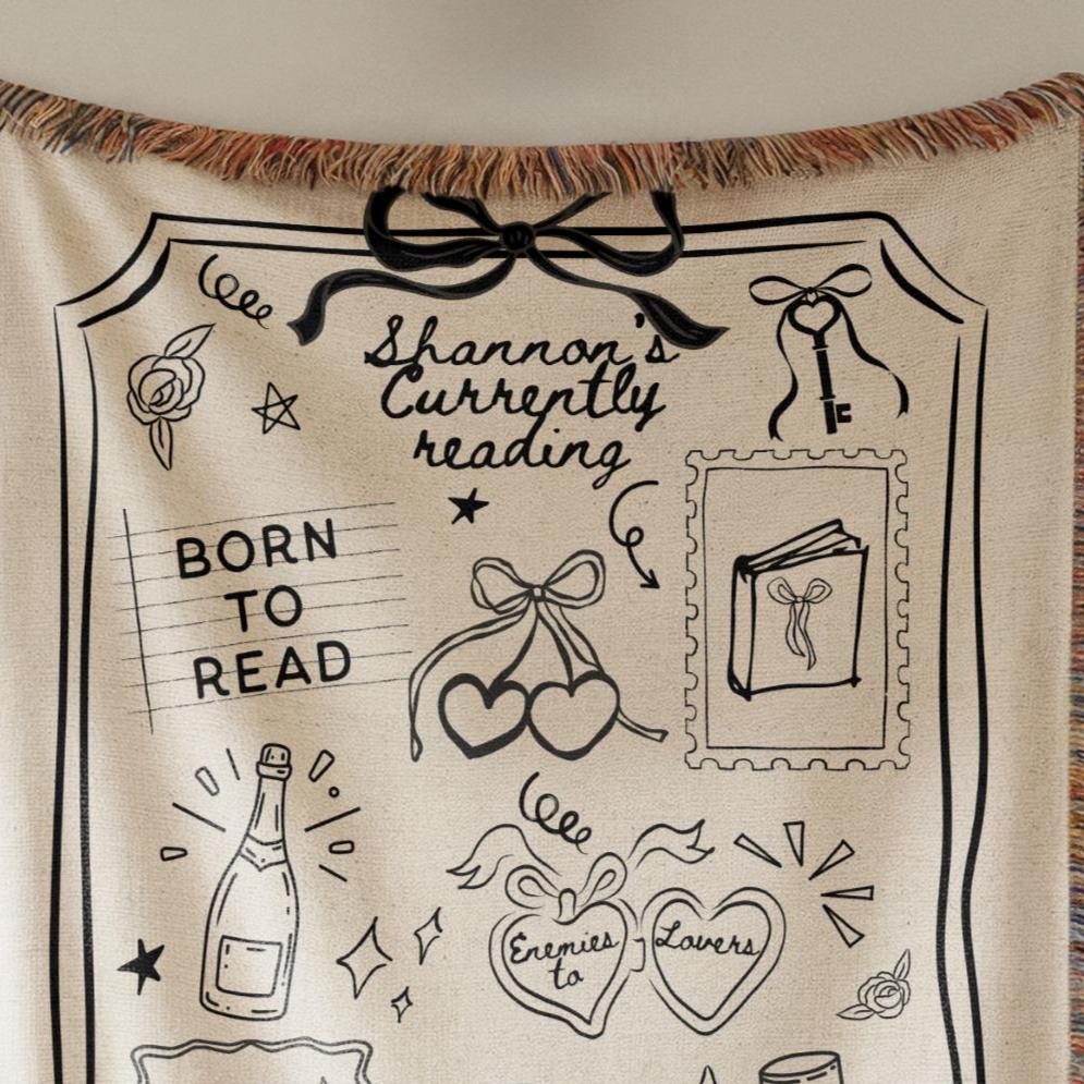 Personalized Reading Blanket-Coquette Bow Themed