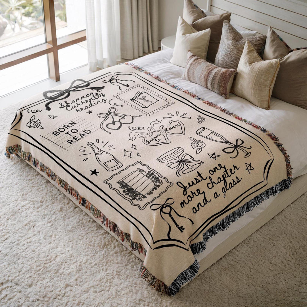 Personalized Reading Blanket-Coquette Bow Themed