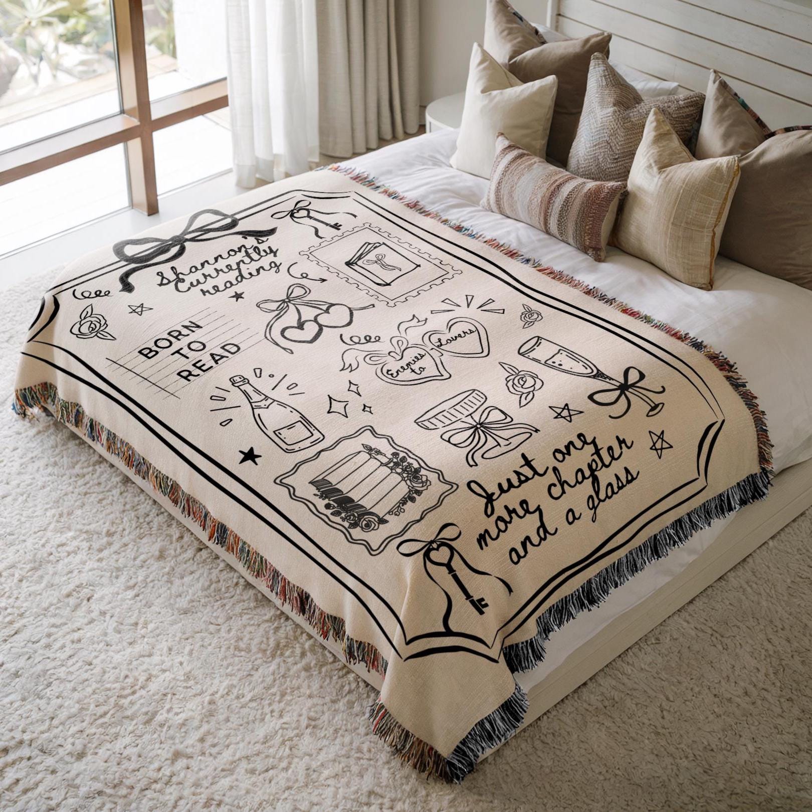 Personalized Reading Blanket-Coquette Bow Themed