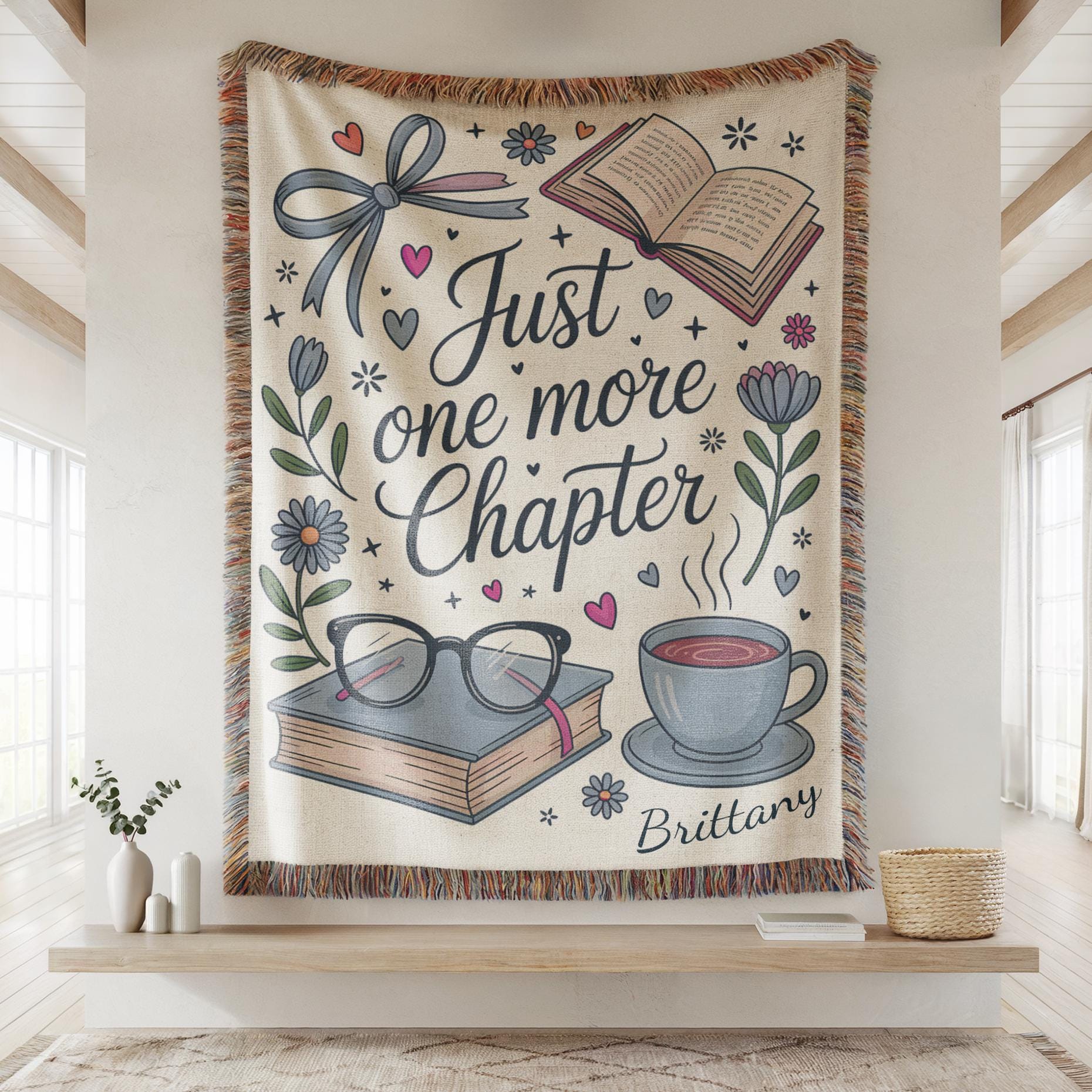 Personalized Book Blanket Reading Nook Cozy Accessory