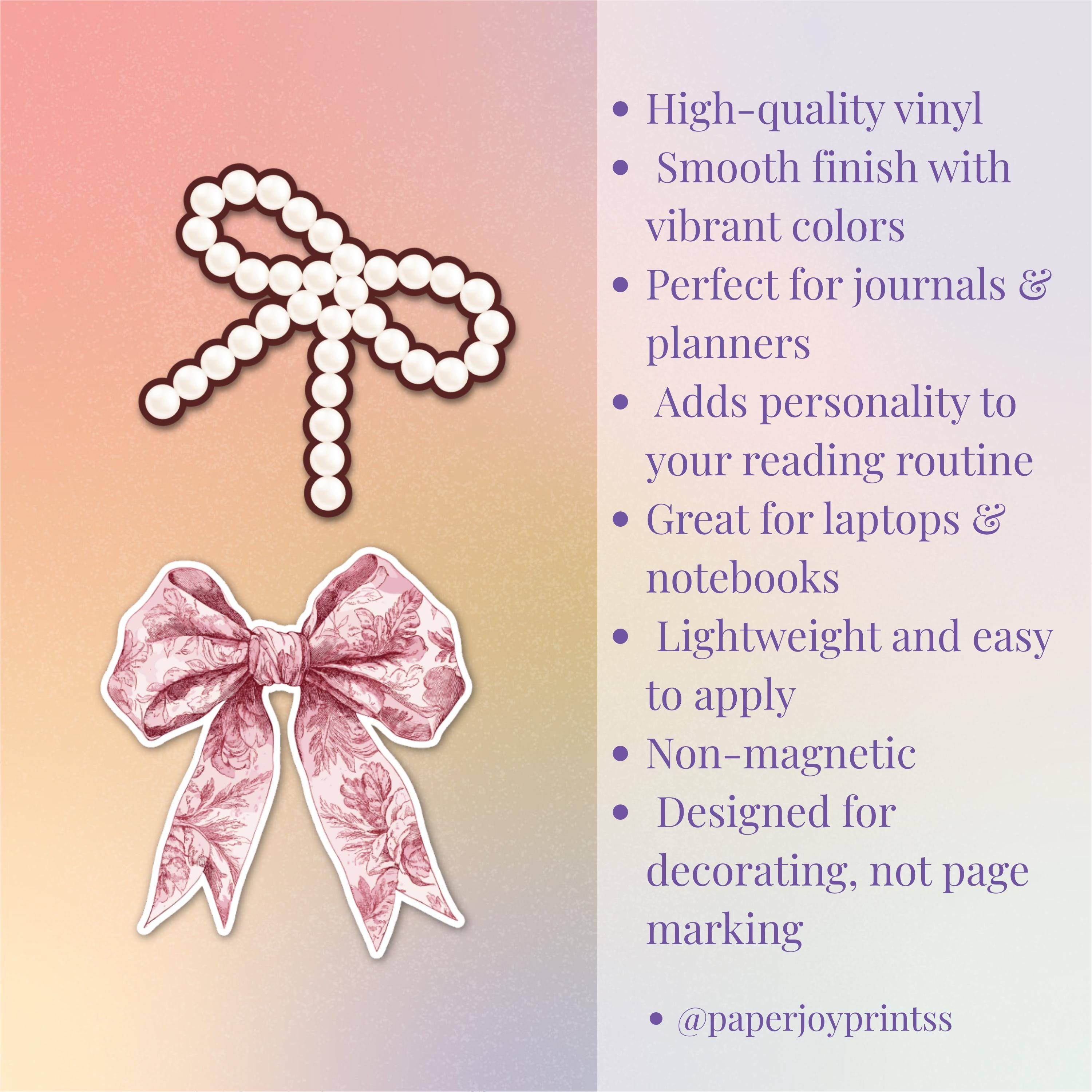 Bow Magnetic Bookmark and Sticker Bundle-Coquette Bookmarks