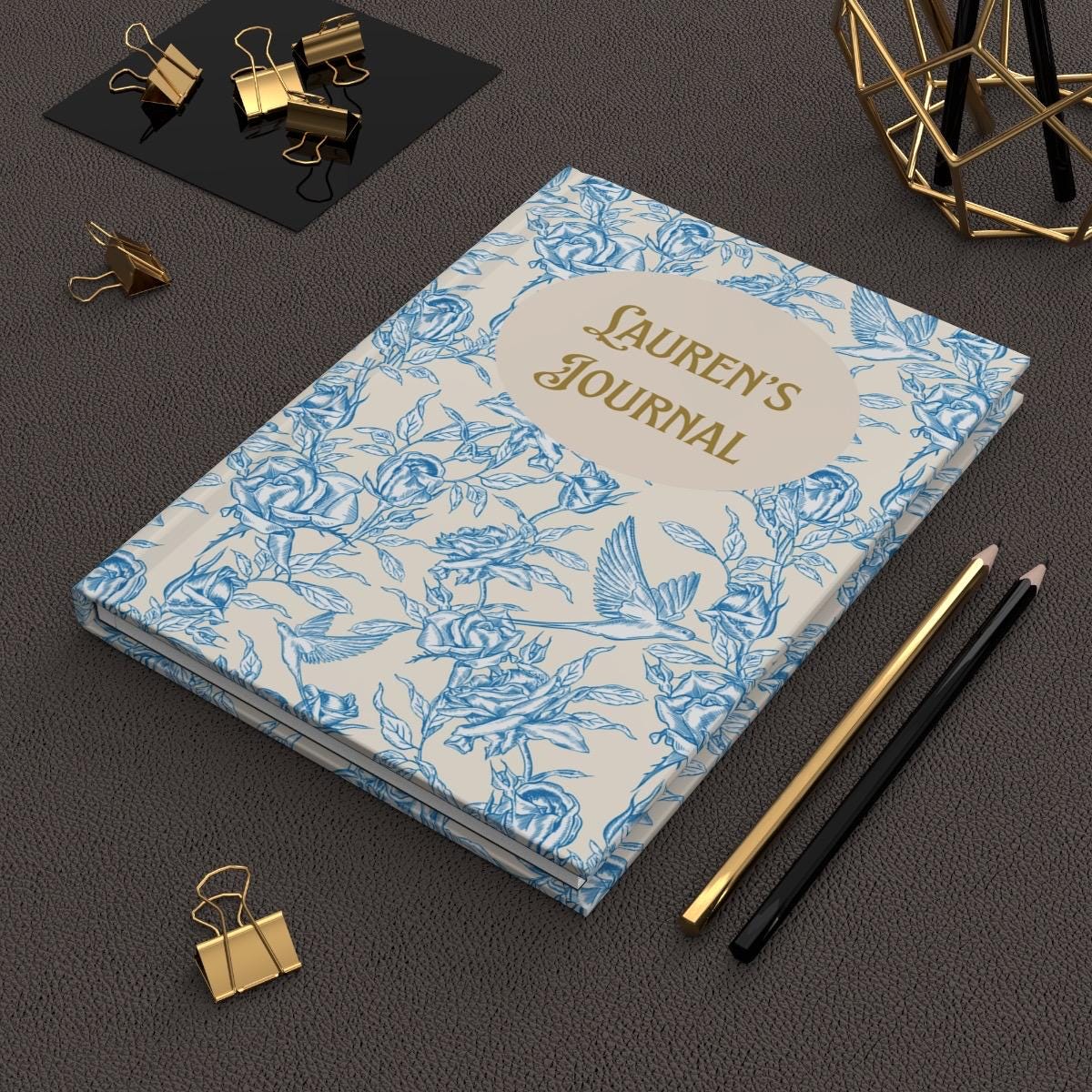 Personalized Name Journal Toile Floral Notebook