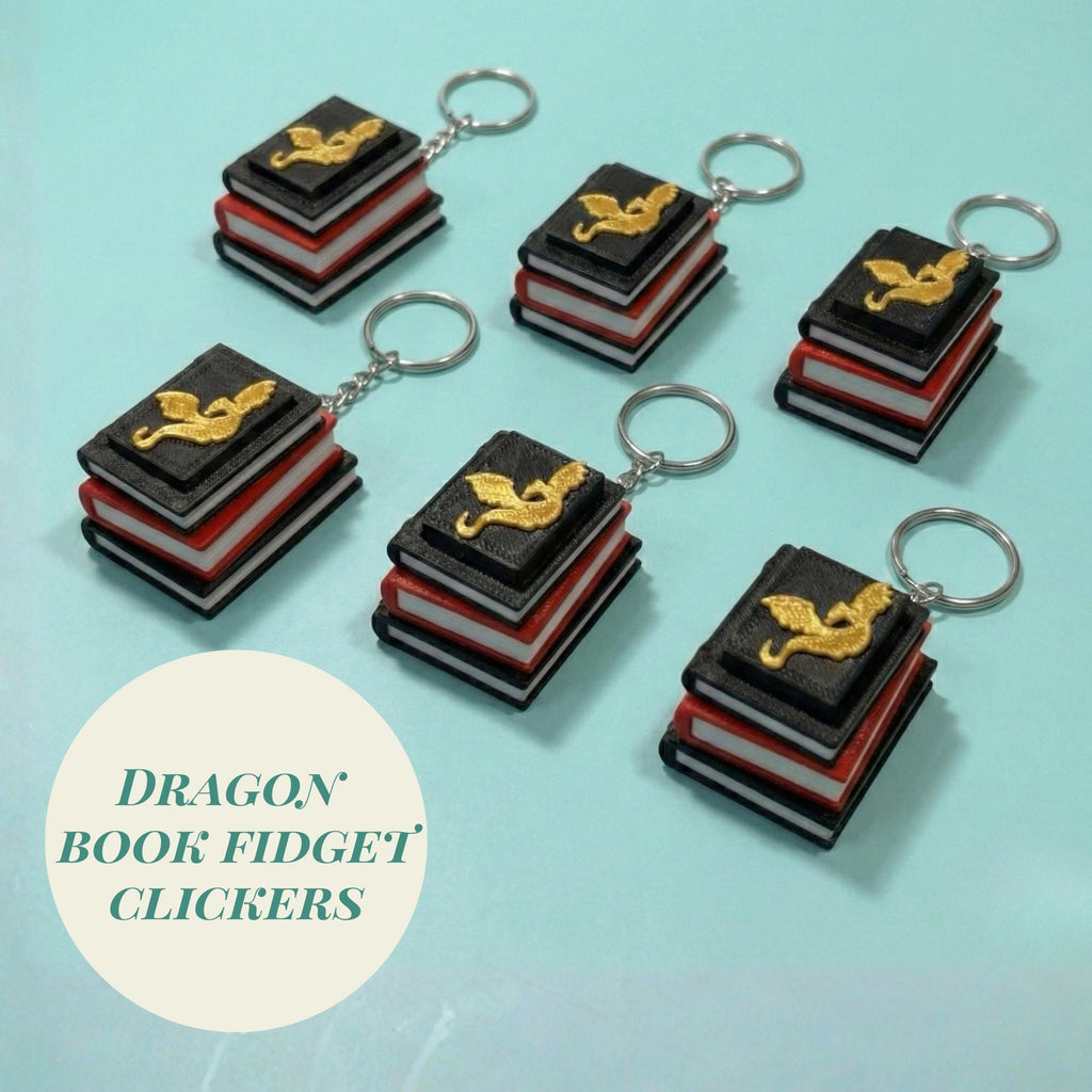 Book Stack Fidget Clicker Keychain-Bookish Stress Relief Keychain