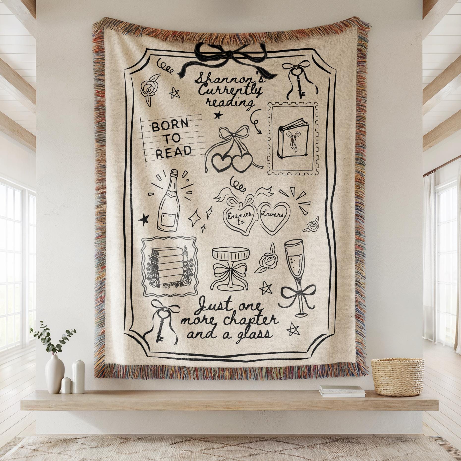 Personalized Reading Blanket-Coquette Bow Themed