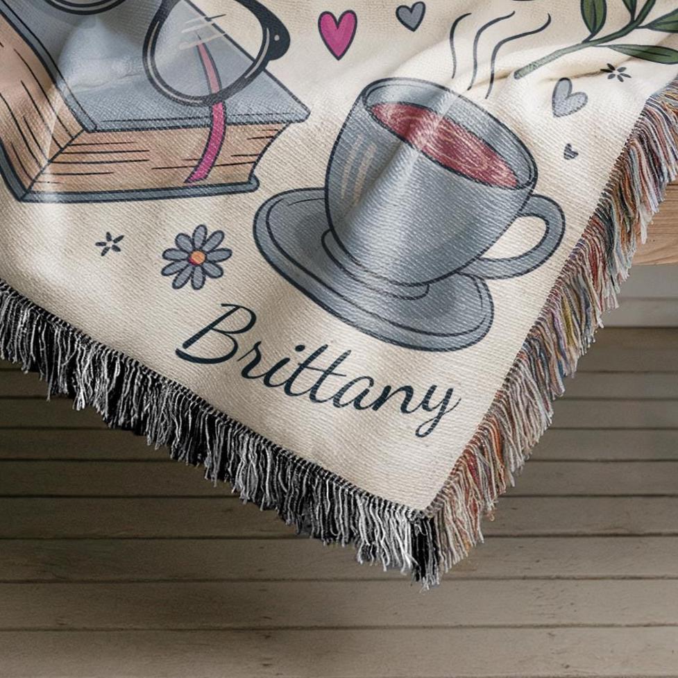 Personalized Book Blanket Reading Nook Cozy Accessory