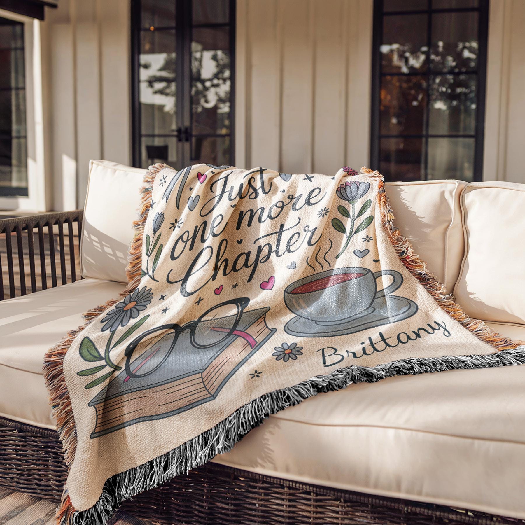 Personalized Book Blanket Reading Nook Cozy Accessory